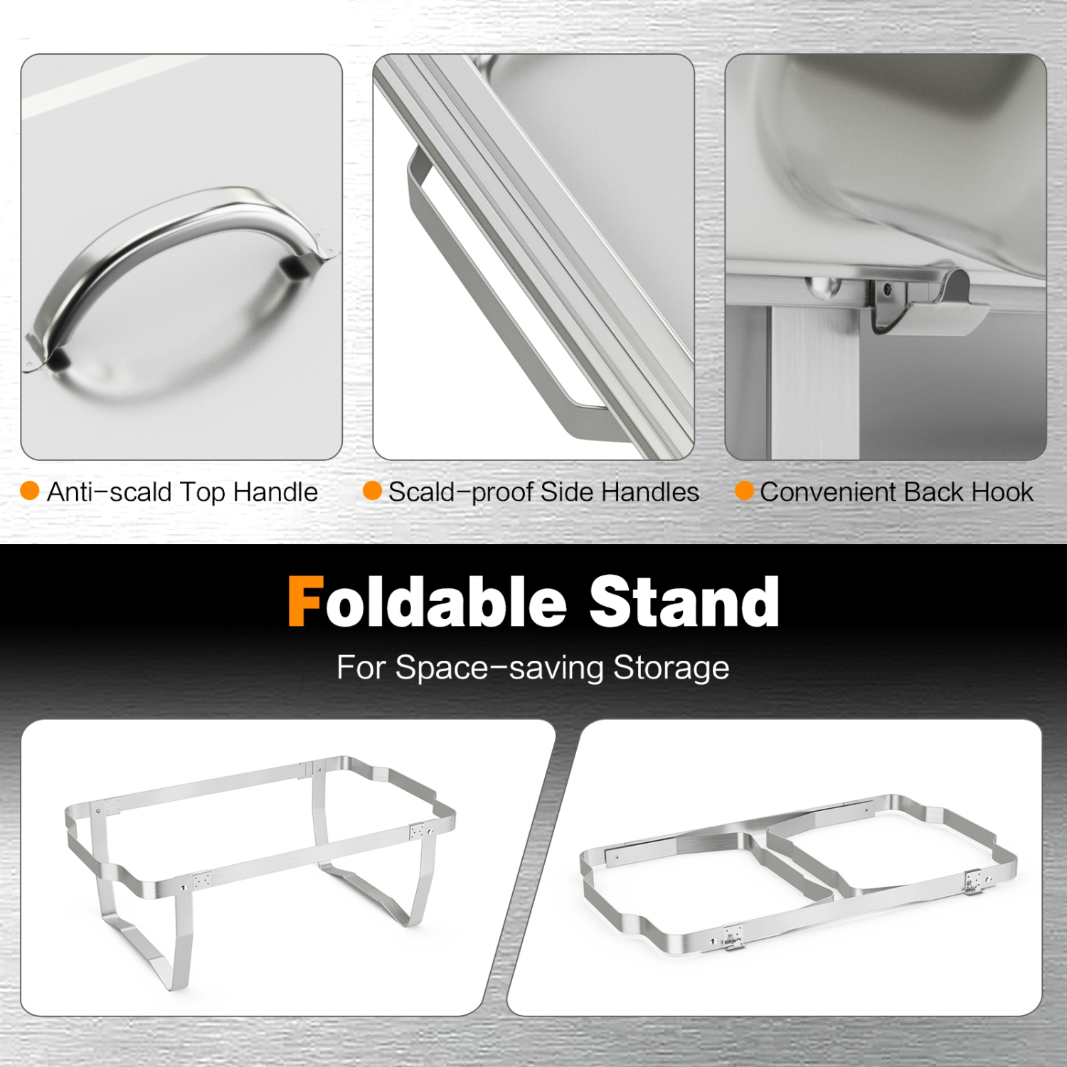 Costway Chafing Dish Buffet Set 4 Packs 9 QT Stainless Steel Chafers with Food Pans