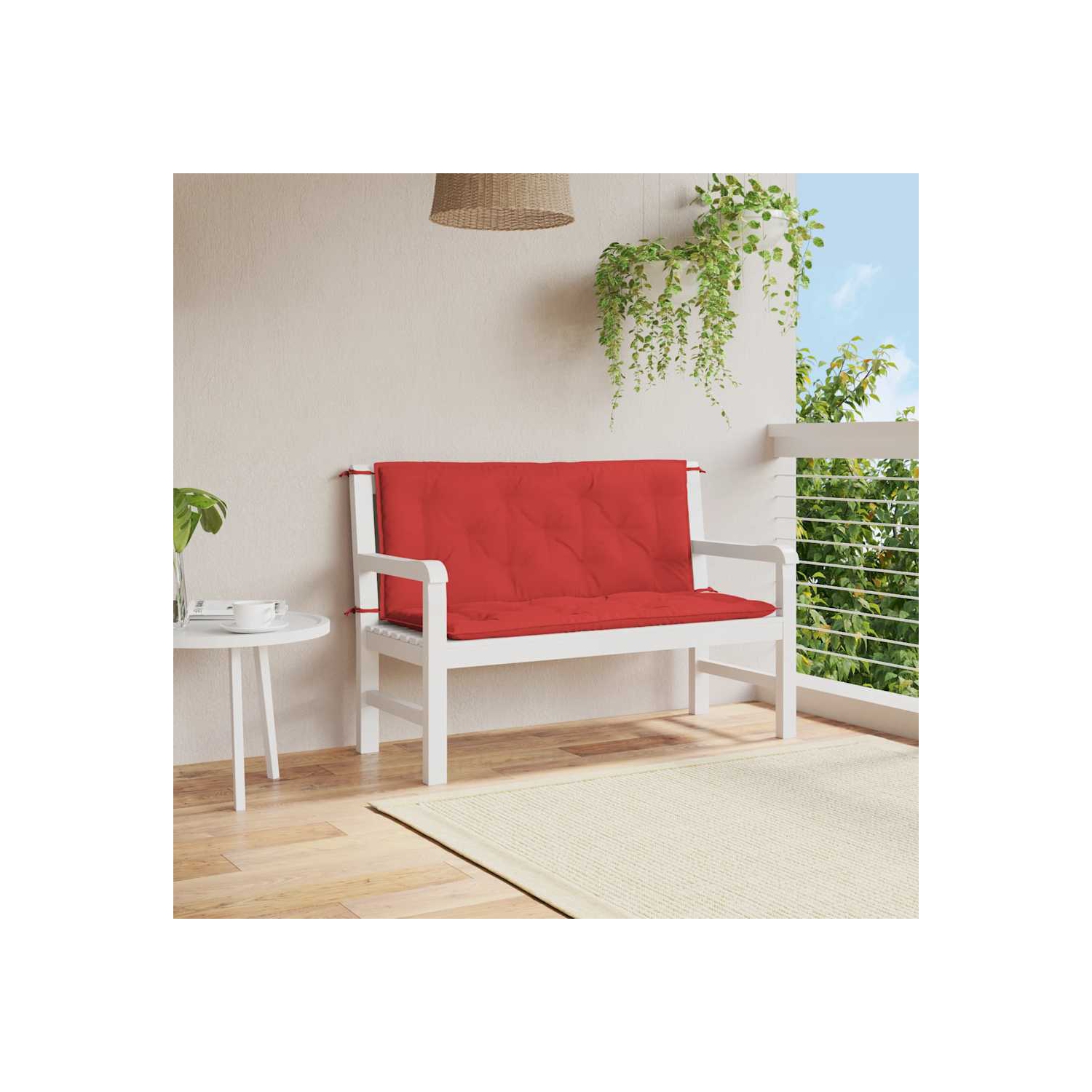 vidaXL Indoor/Outdoor Bench Cushions 2 pcs, Non-slip, Water-Repellent, Red 47.2"x19.7"x2.8"