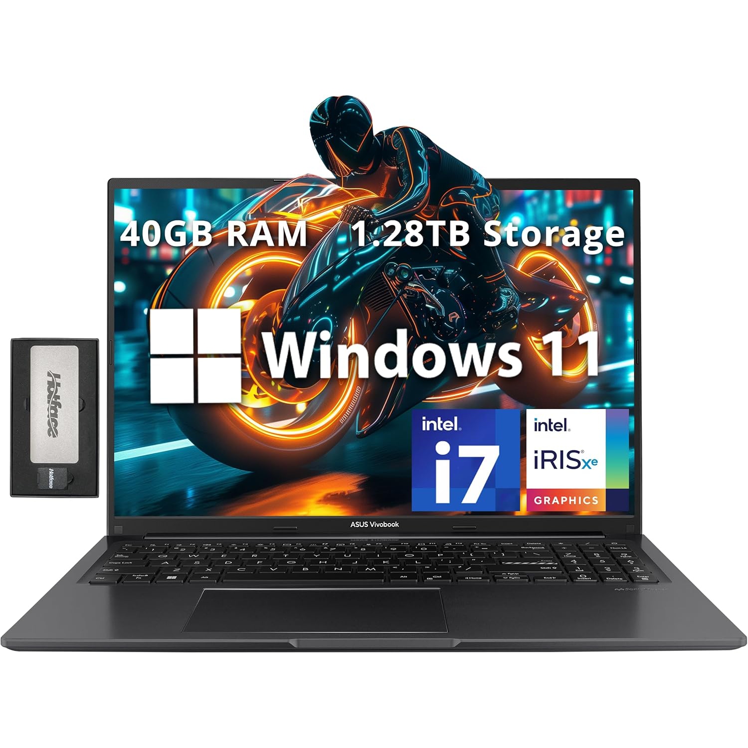 ASUS Vivobook 16" FHD WUXGA Laptop, Intel i7-1255U, 1.28B Storage(1TB SSD+288GB Docking Station Set), 40GB RAM, Intel Iris Xe Graphics, Win 11 Home,