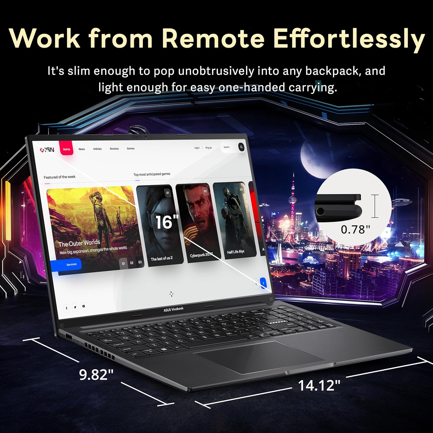 ASUS Vivobook 16" FHD WUXGA Laptop, Intel i7-1255U, 800GB Storage(512GB SSD+288GB Docking Station Set), 16GB RAM, Intel Iris Xe Graphics, Win 11