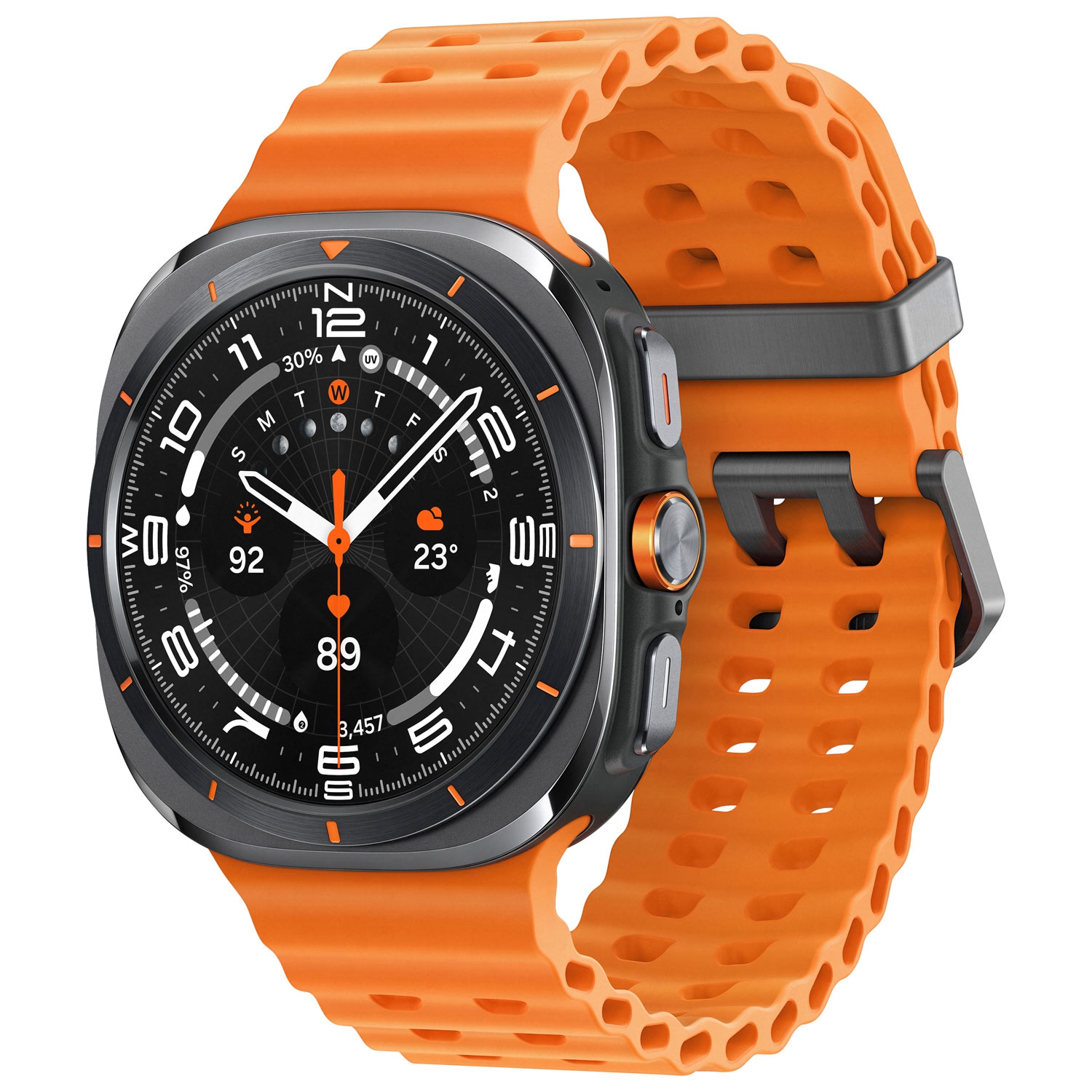 Open Box - Samsung Galaxy Watch Ultra (GPS + LTE) 47mm Smartwatch with Heart Rate Monitor - Titanium Grey/Orange