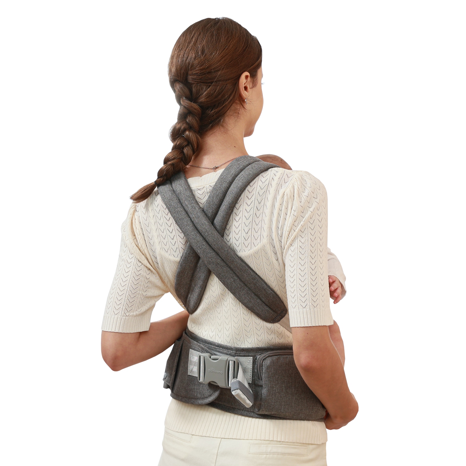 Sunveno 6-in-1 Ergonomic Baby Carrier with Hip Seat, Grey