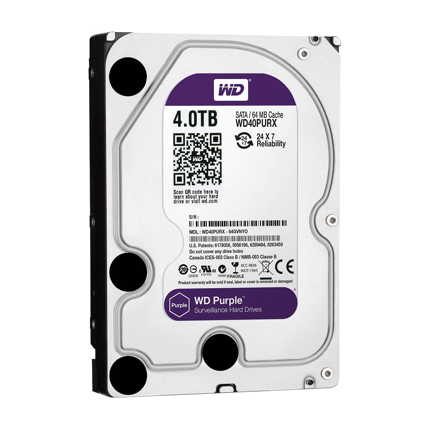 Refurbished(Excellent)- WD 4 TB WD Purple SATA III Intellipower 64 MB Cache Bulk/OEM AV Hard Drive 4 64 MB Cache 3.5-Inch Internal Bare