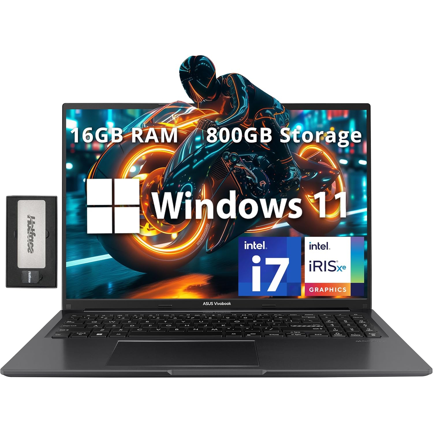 ASUS Vivobook 16" FHD WUXGA Laptop, Intel i7-1255U, 800GB Storage(512GB SSD+288GB Docking Station Set), 16GB RAM, Intel Iris Xe Graphics, Numeric