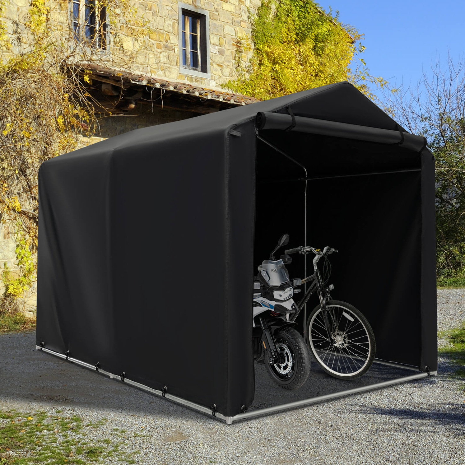 Costway 7 x 5.2' Heavy Duty Storage Shelter Outdoor Bike Storage Tent w/Waterproof Cover