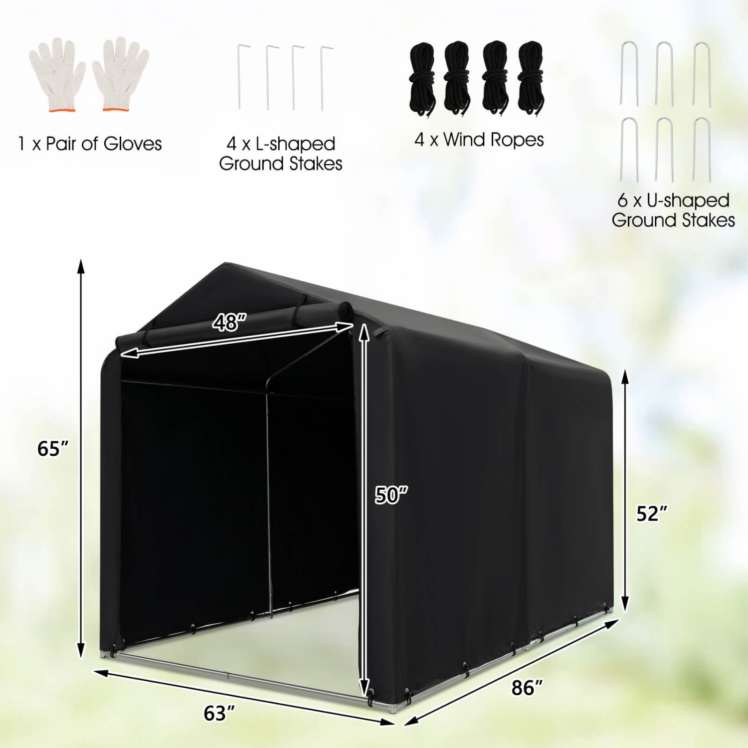 Costway 7 x 5.2' Heavy Duty Storage Shelter Outdoor Bike Storage Tent w/Waterproof Cover