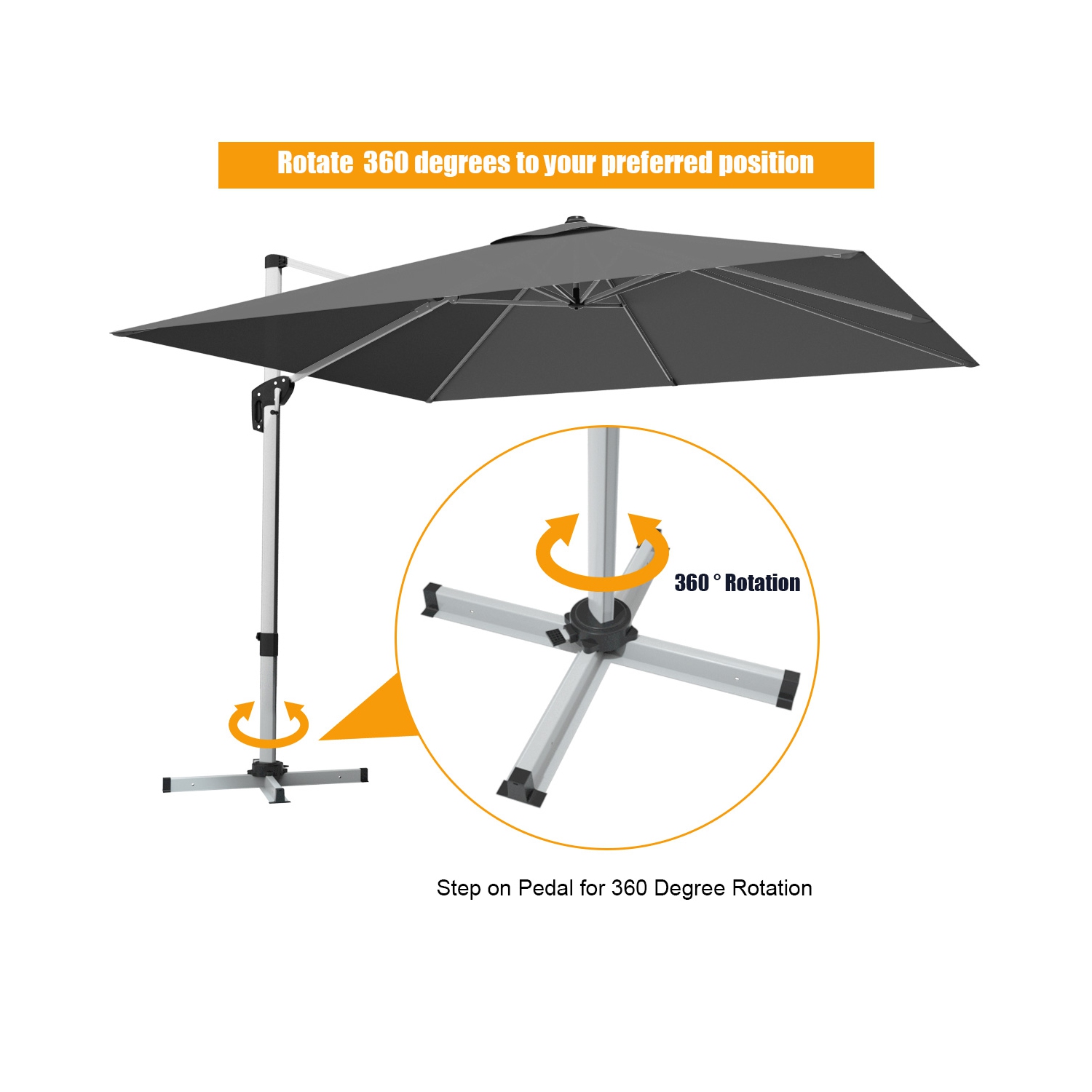 Costway 10Ft Patio Offset Cantilever Umbrella 360 Degree Tilt Aluminum W/Base