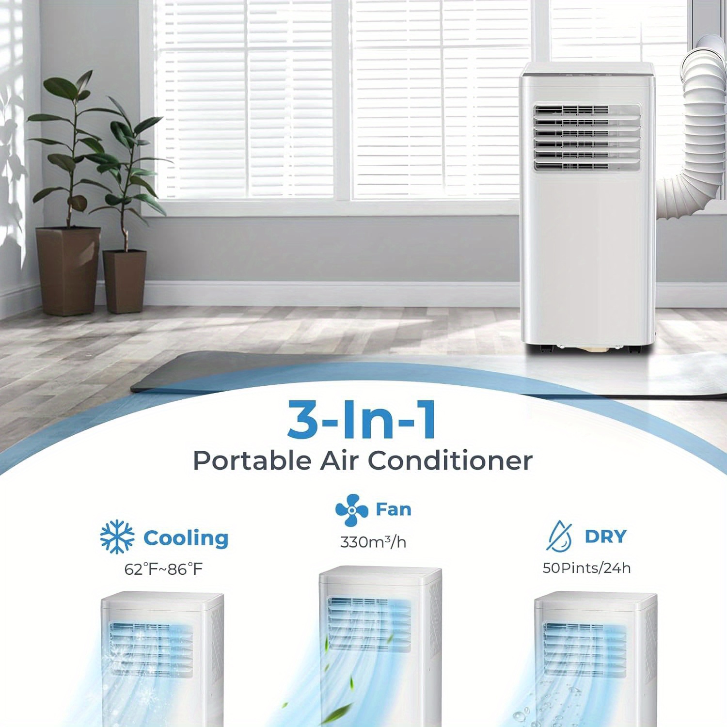 ZAFRO 10,000 BTU Portable Air Conditioners Cool Up to 400 Sq.ft, 4 Modes Portable AC with Remote Control/Large LED Display/24Hrs Timer/Installation