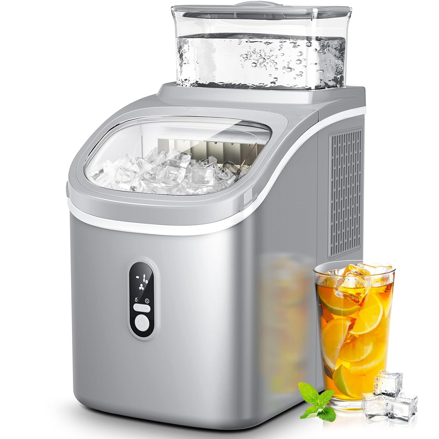 ZAFRO Countertop Ice Maker, 33LBS/24H Portable Ice Machine with 1.5L Detachable Top External Water Tank, Self-Cleaning Function, 16 pcs Ice Cube/5-13 Mins, Ice Scoop and Basket