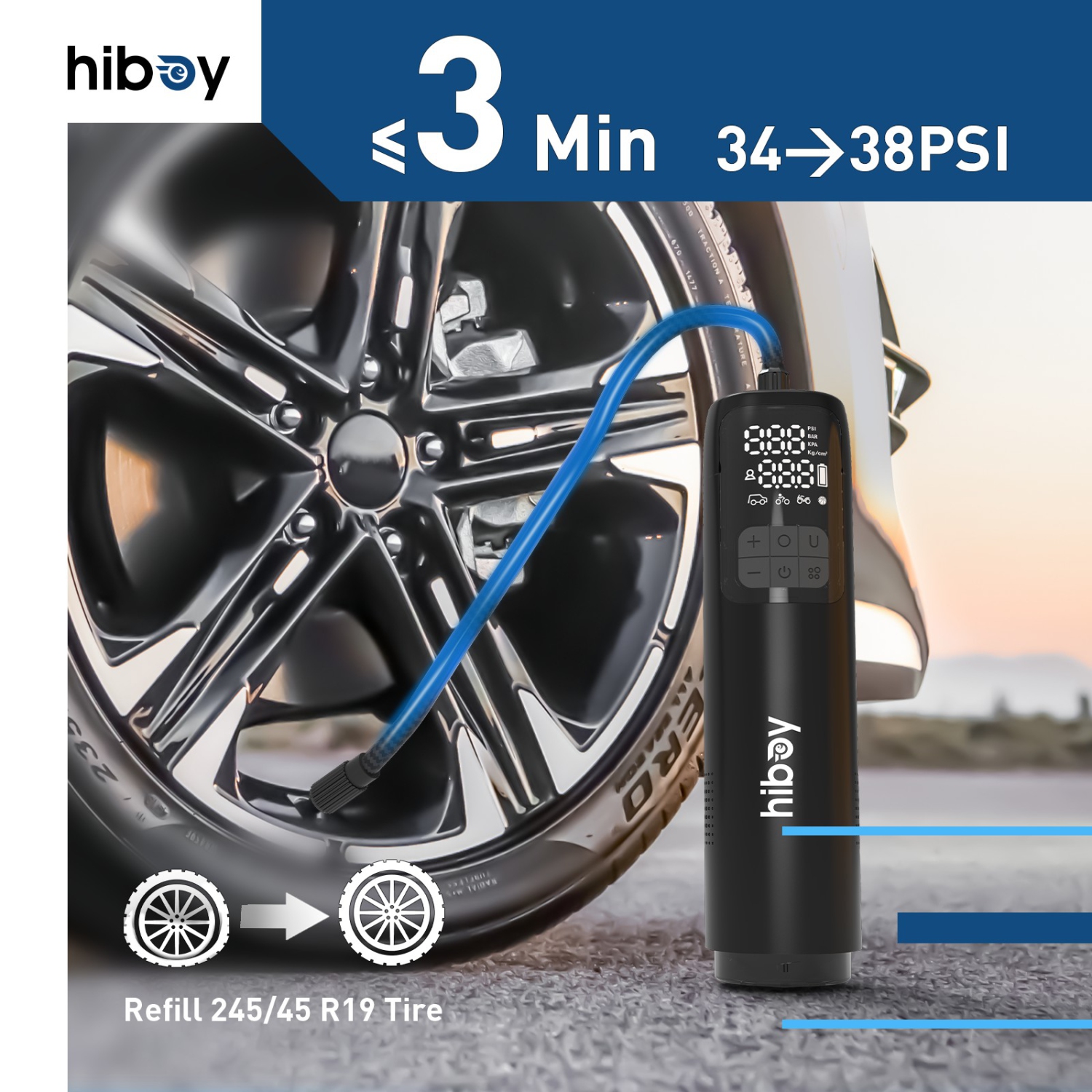 Hiboy Tire Inflator Portable Air Compressor and Vacuum Cleaner, 2X Faster Inflation, 150PSI Cordless Air Compressor with 10000Pa Suction Car Vacuum