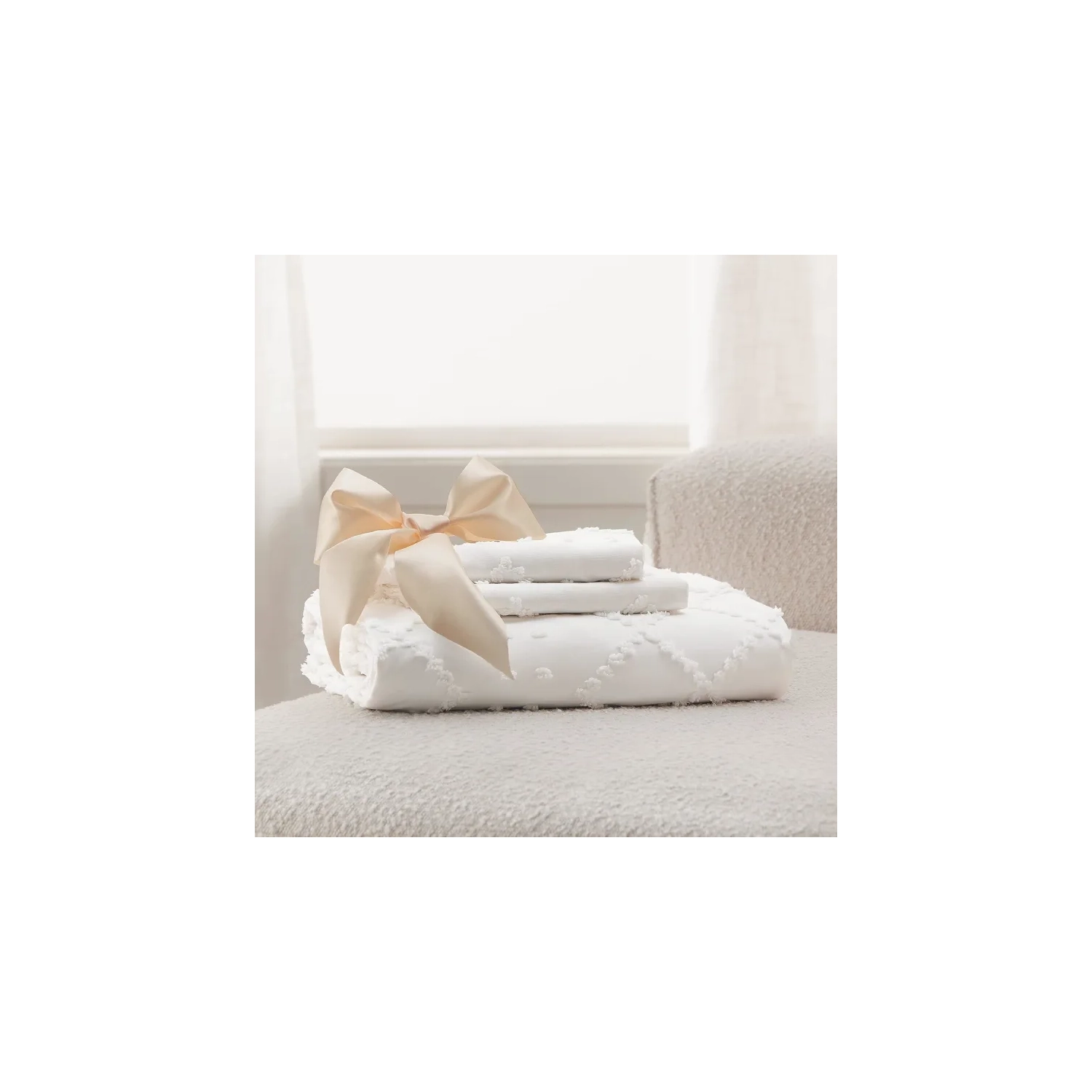 Boho Queen Duvet Cover Set - Embroidered Shabby Chic White Bedding, 3-Piece, All Seasons, 90x90