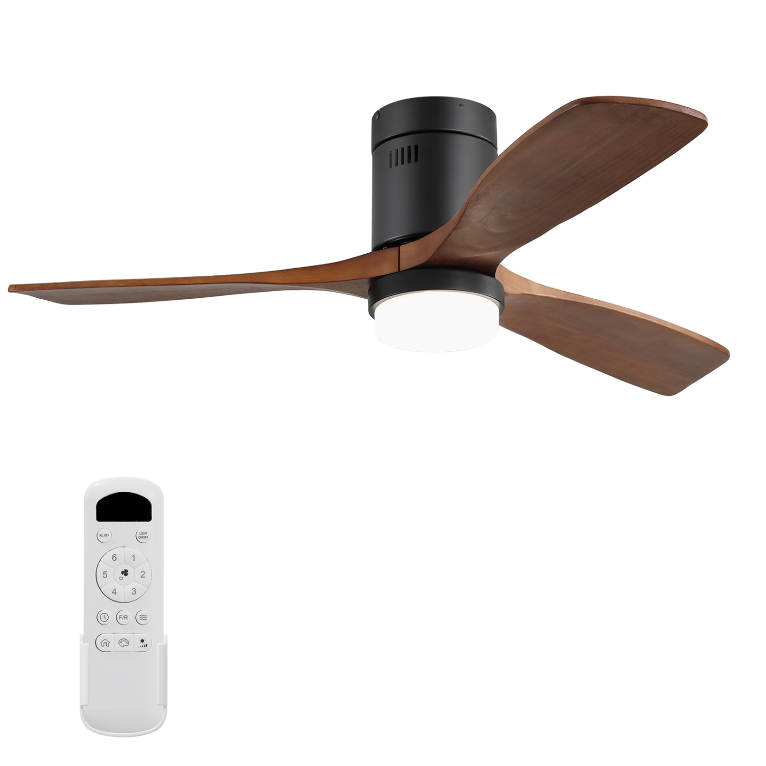 52 Inch Remote Control Ceiling Fan With 3CCT Dimmable LED Lights 6 Adjustable Wind Speed Timer Reversible DC Ceiling Fan