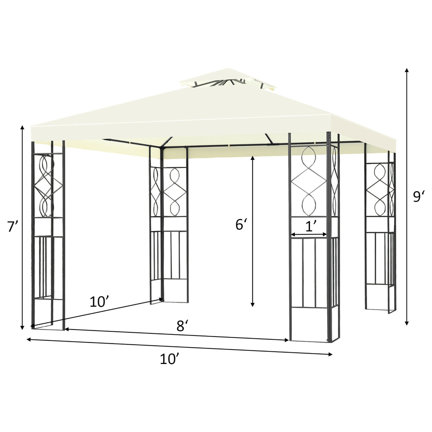 Costway 2 Tier 10'x10' Patio Gazebo Canopy Tent Steel Frame Shelter Awning