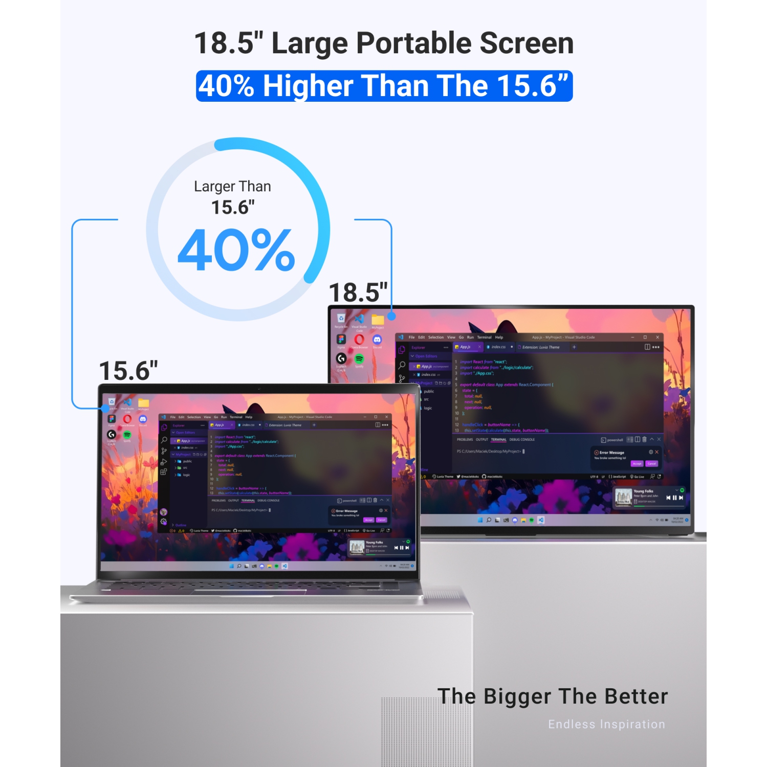 Ingnok 18.5 Inch Portable Monitor, FHD 1080P 100% sRGB Laptop Screen Extender USB C HDMI w/Smart Cover & Speakers, for Laptop Mac PC PS4/5