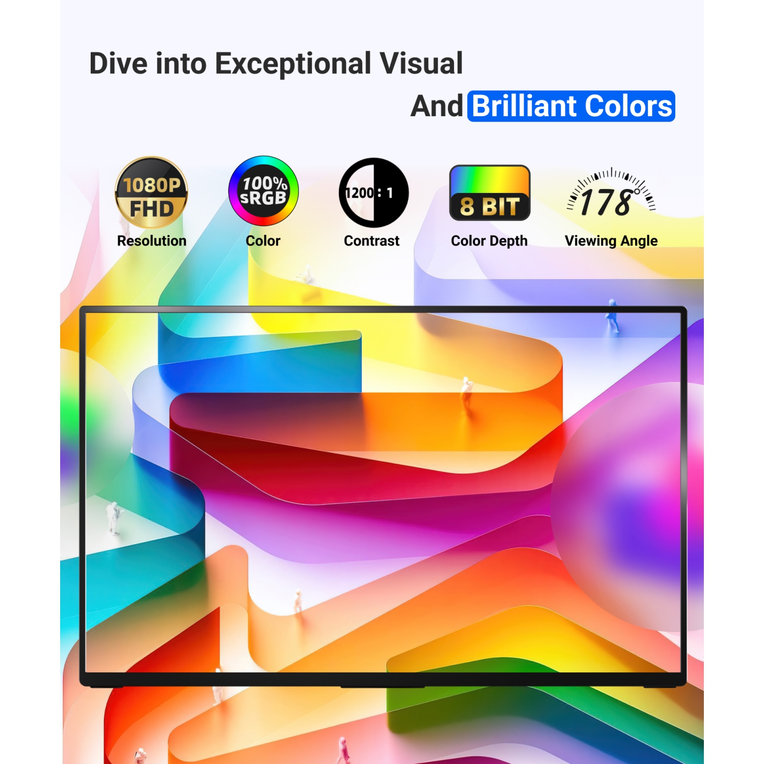 Ingnok 18.5 Inch Portable Monitor, FHD 1080P 100% sRGB Laptop Screen Extender USB C HDMI w/Smart Cover & Speakers, for Laptop Mac PC PS4/5