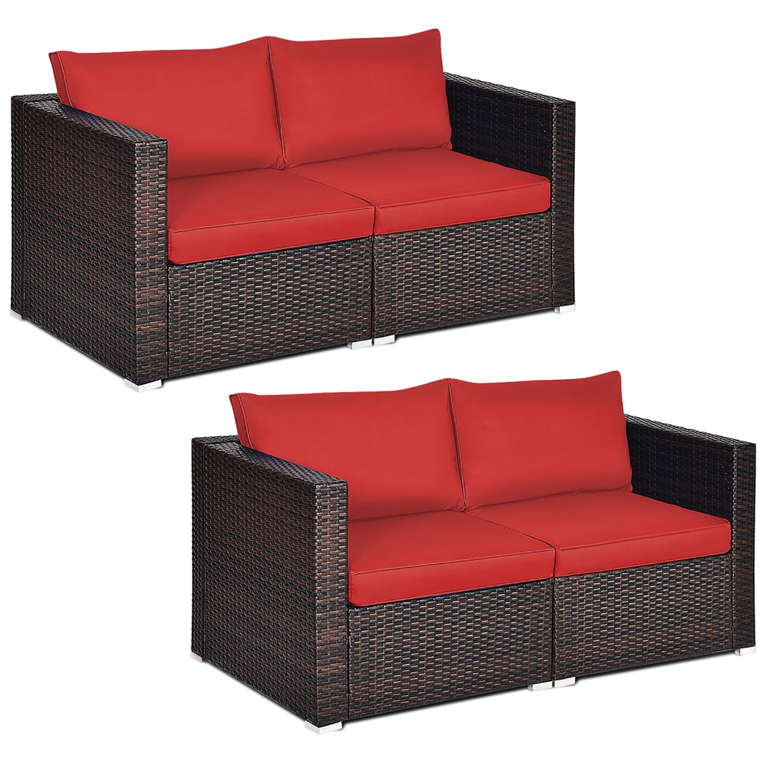 Costway 4PCS Patio Rattan Corner Sofa Sectional Furniture Set W/Cushion