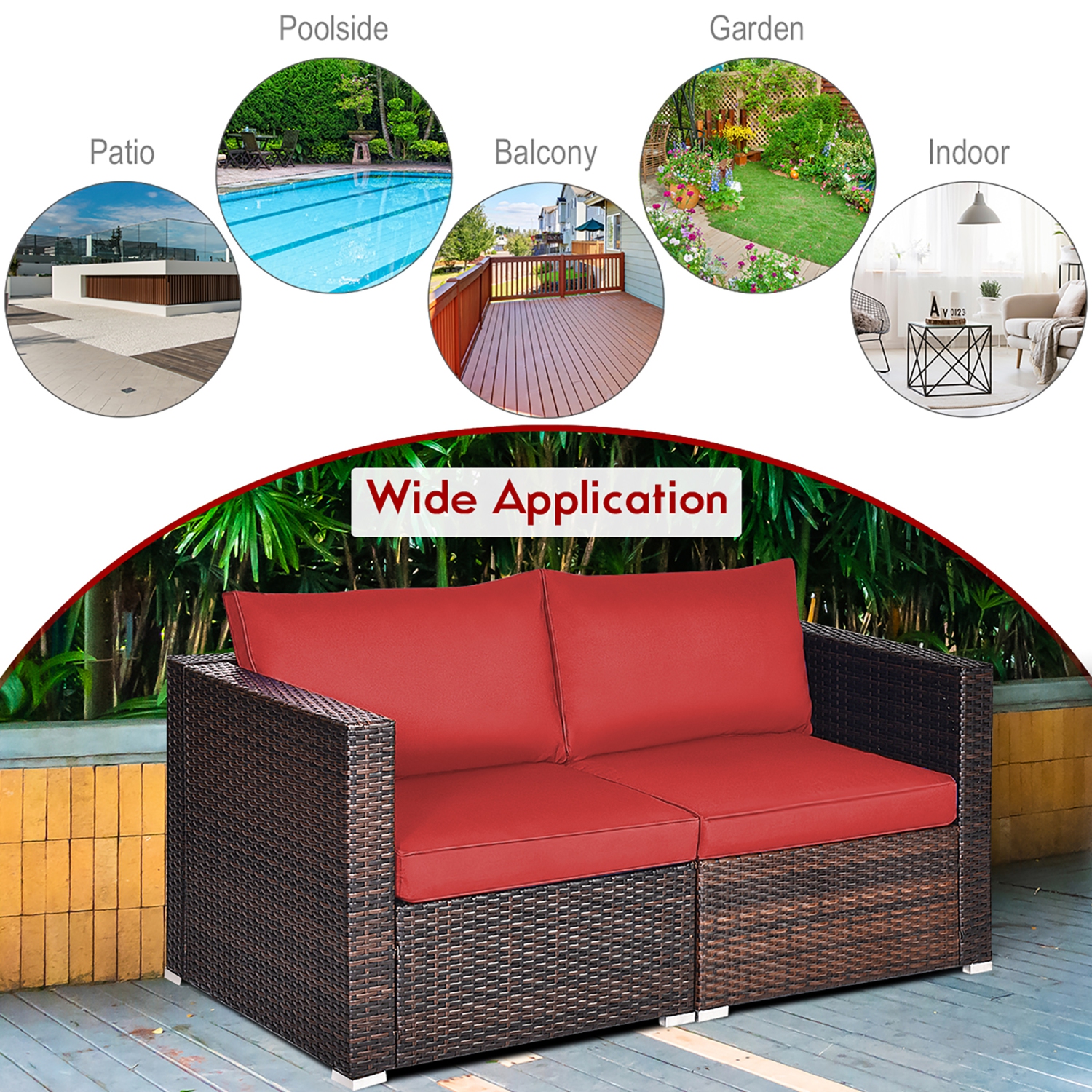 Costway 4PCS Patio Rattan Corner Sofa Sectional Furniture Set W/Cushion