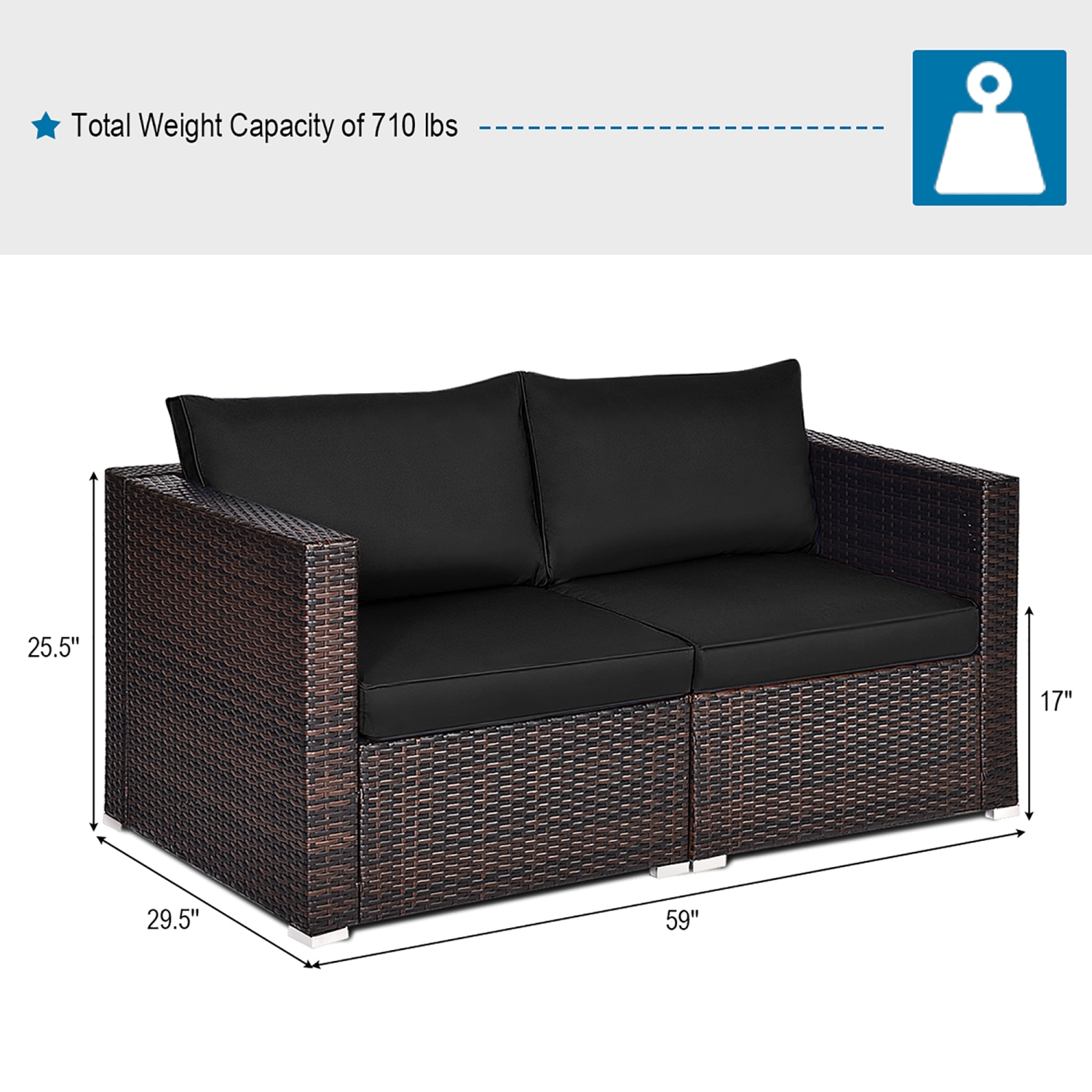 Costway 4PCS Patio Rattan Corner Sofa Sectional Furniture Set W/Cushion