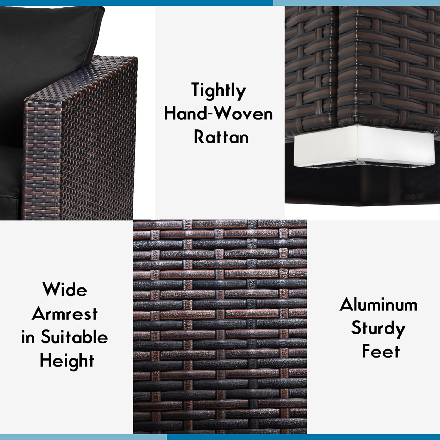 Costway 4PCS Patio Rattan Corner Sofa Sectional Furniture Set W/Cushion