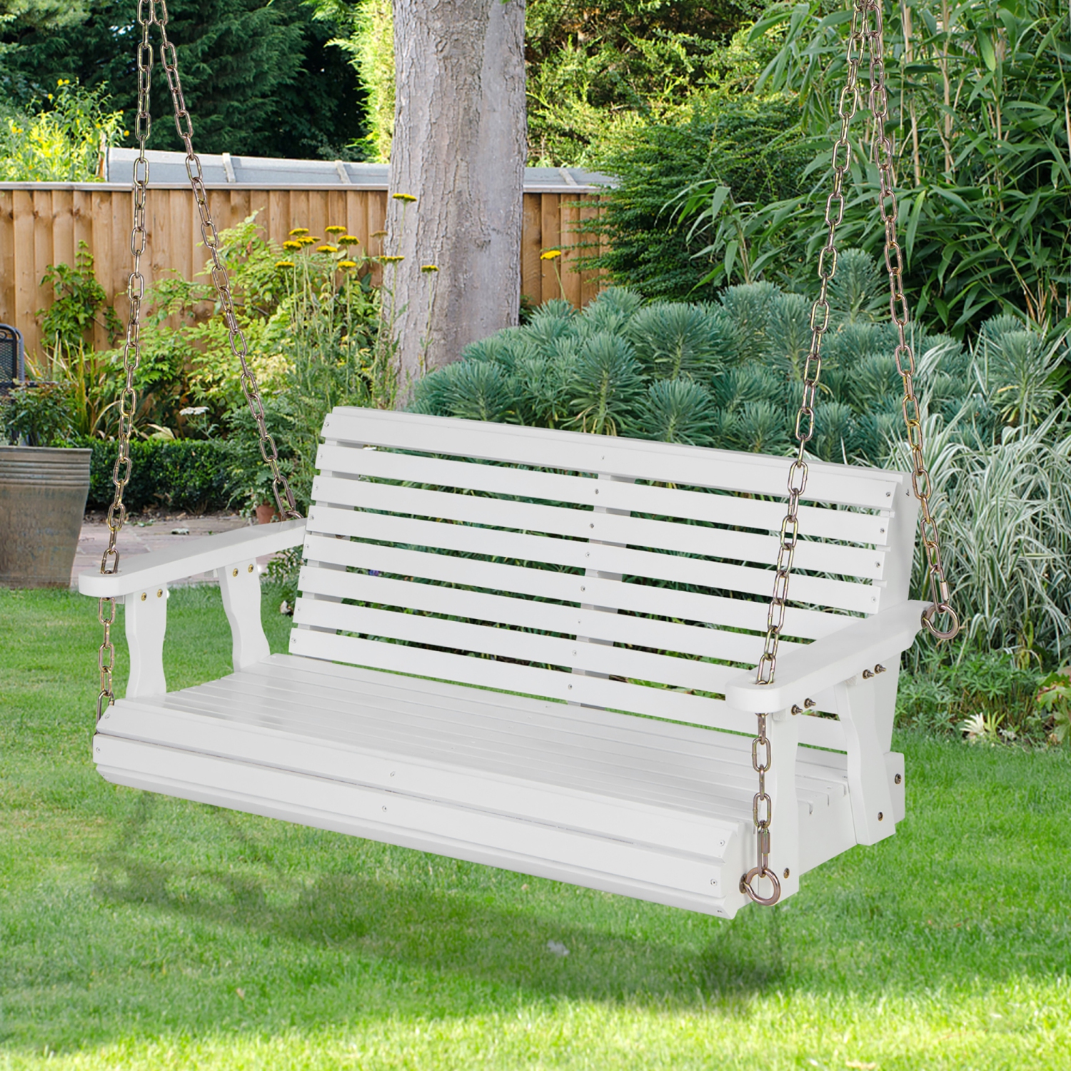 Banc de jardin suspendu extérieur en bois Porch Swing de Costway pour jardin