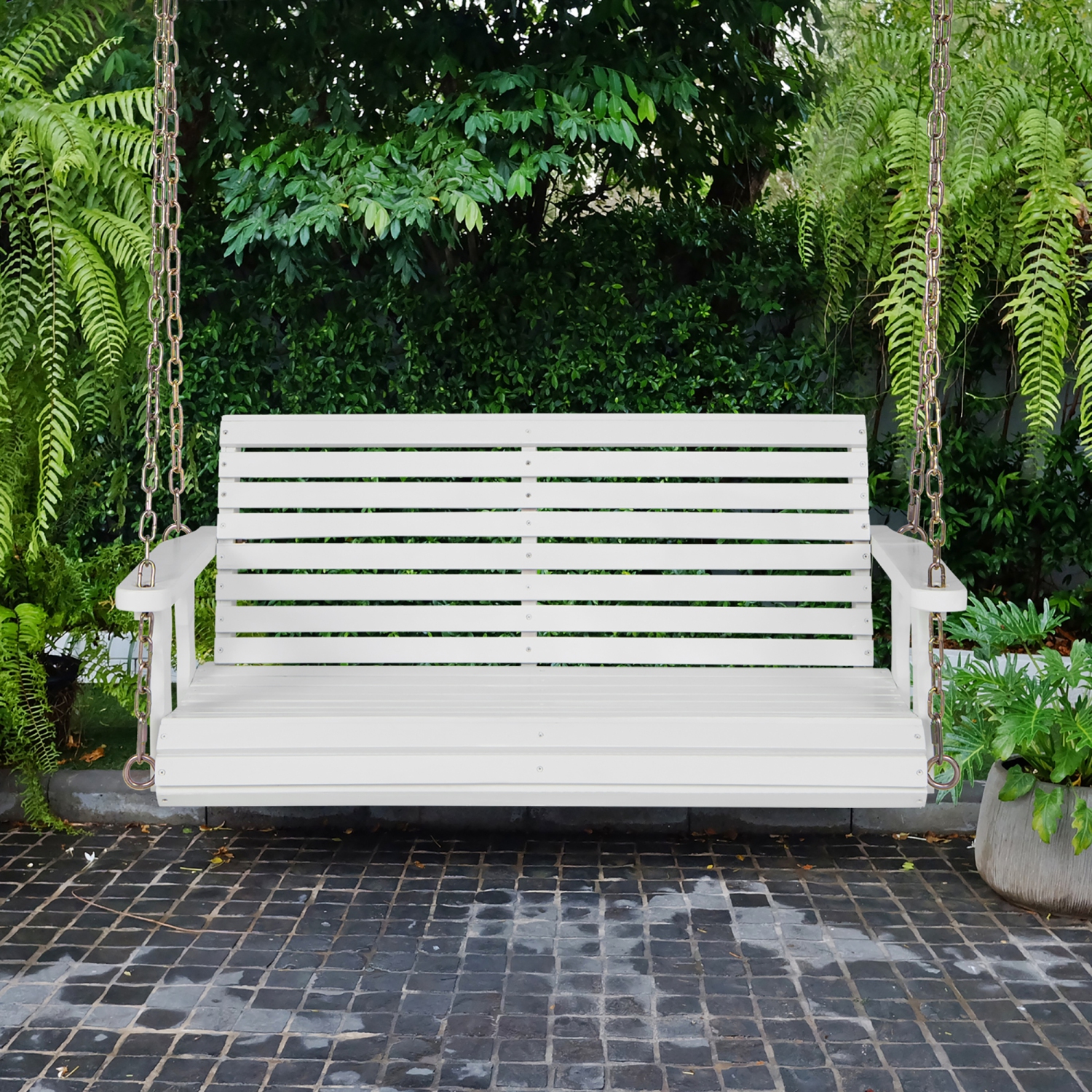 Banc de jardin suspendu extérieur en bois Porch Swing de Costway pour jardin