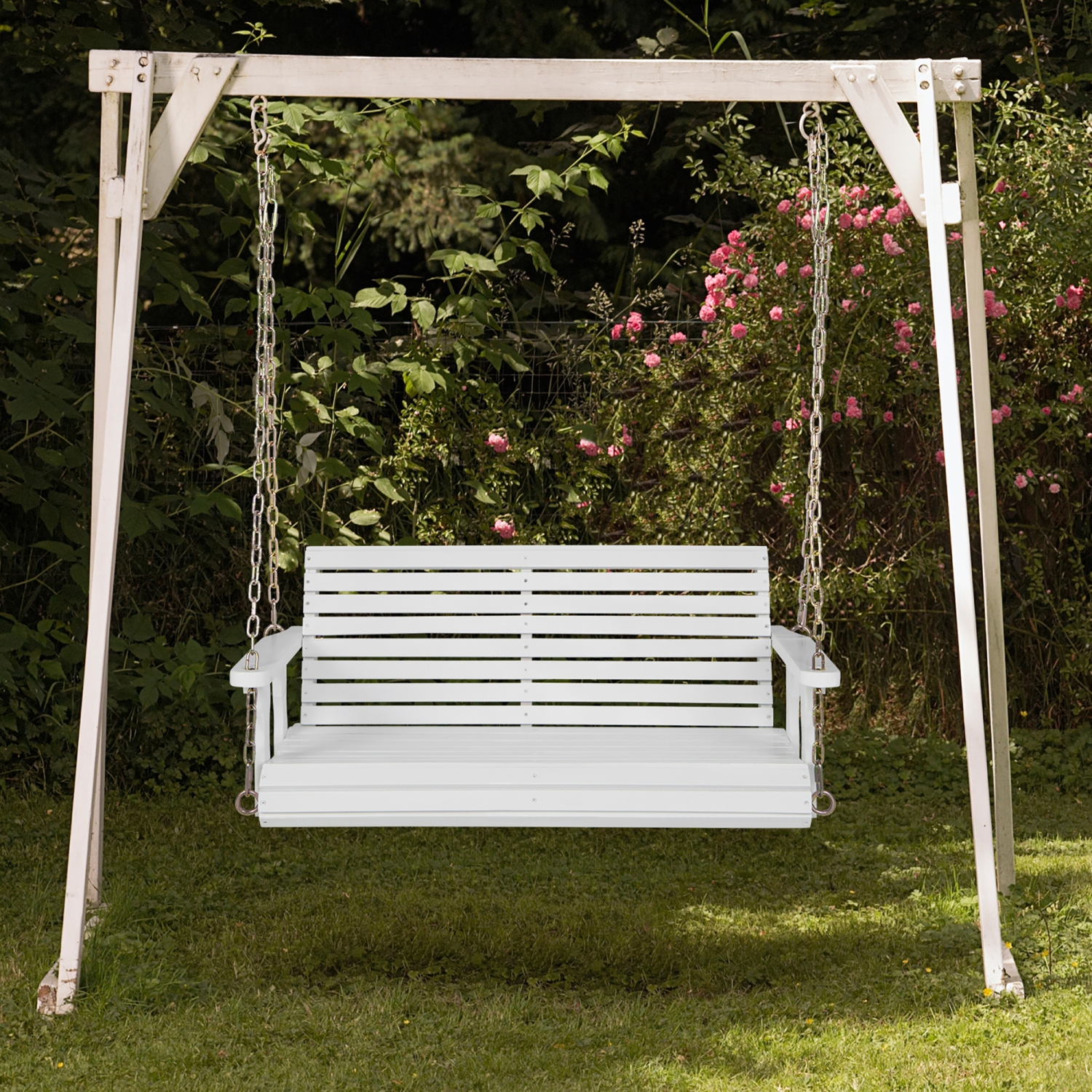 Banc de jardin suspendu extérieur en bois Porch Swing de Costway pour jardin
