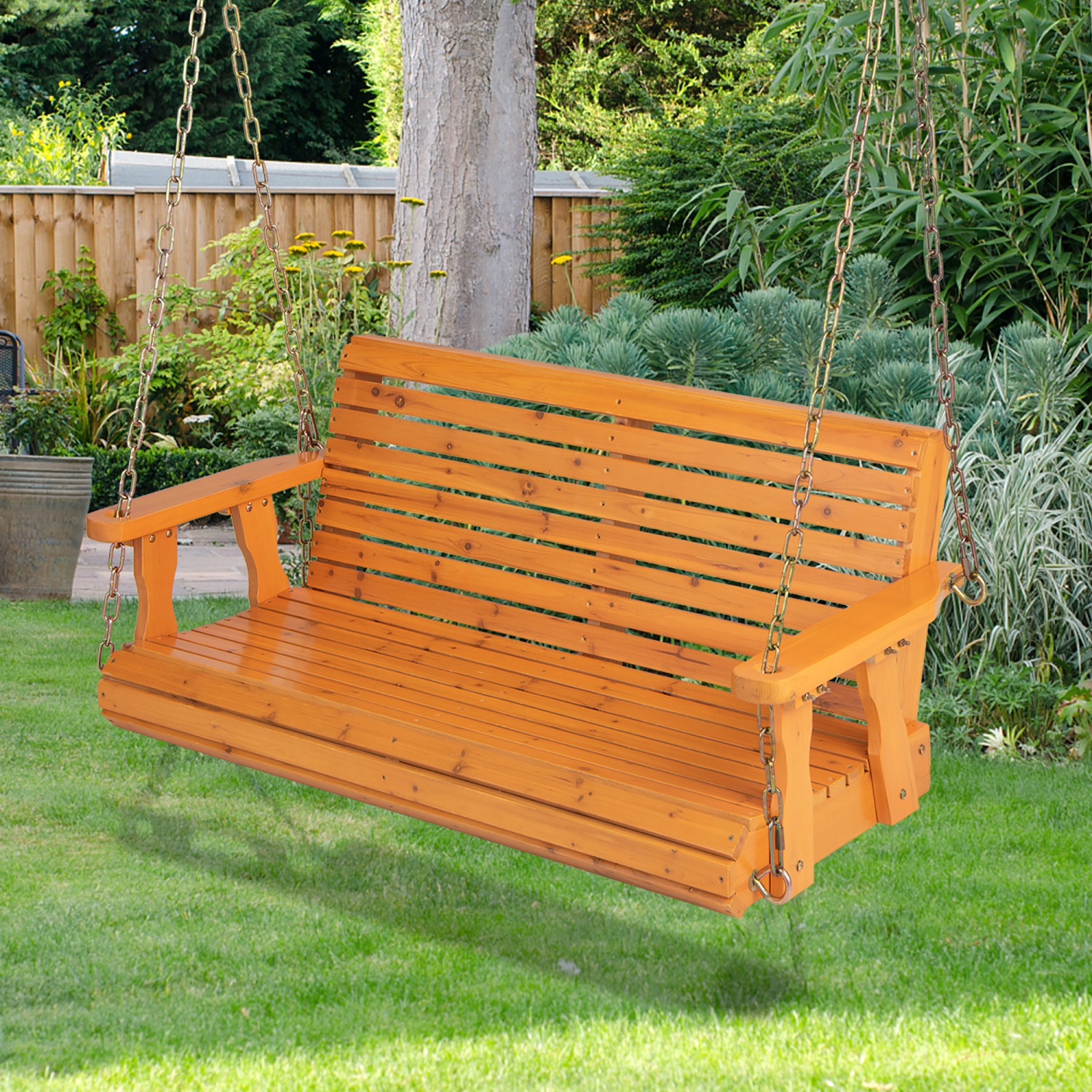 Banc de jardin suspendu extérieur en bois Porch Swing de Costway pour jardin