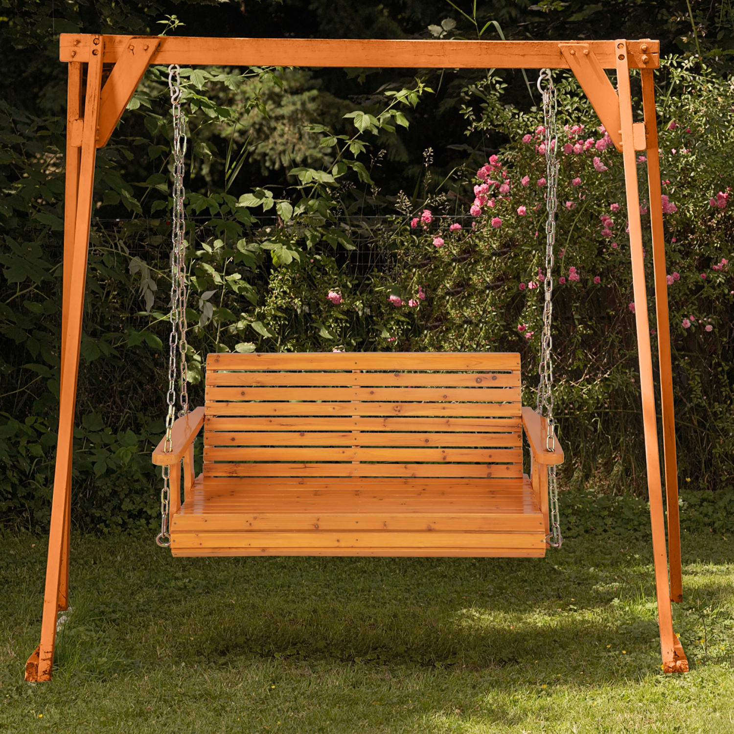 Banc de jardin suspendu extérieur en bois Porch Swing de Costway pour jardin