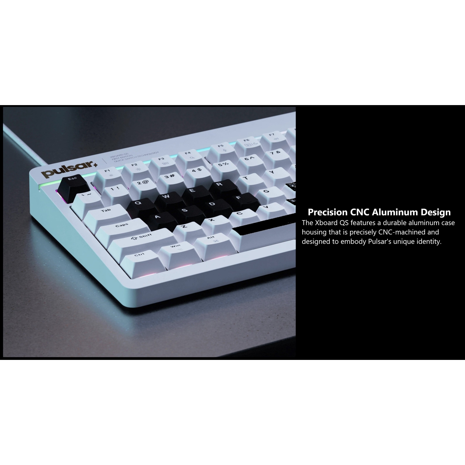 Pulsar Gaming Gears XBOARD QS RGB Mechanical Gaming Keyboard - Hot-Swappable, Kailh Box Ice Mint V2 Switches, Aluminum Frame with Knob, Tenkeyless,