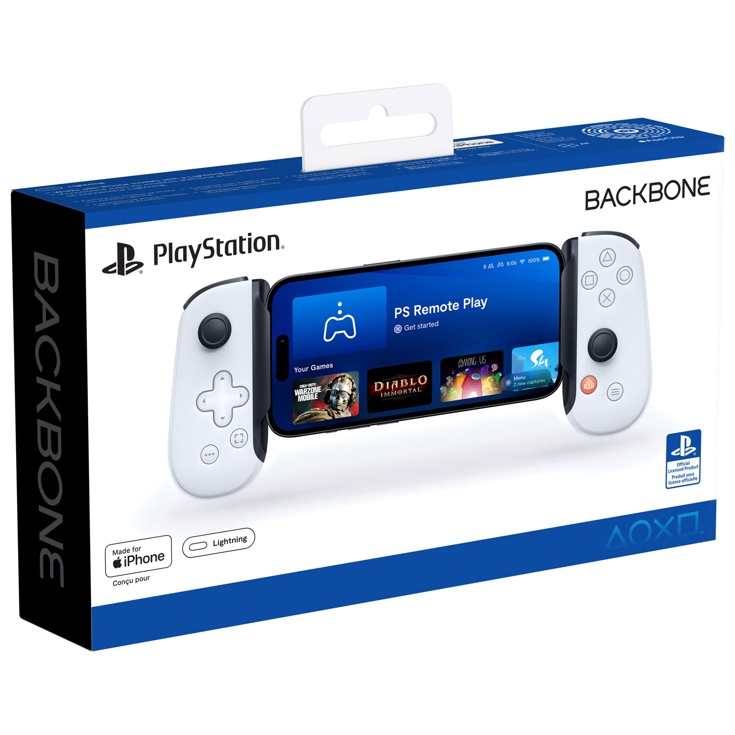 Manette de jeu Backbone One édition PlayStation pour iPhone avec Lightning - Blanc