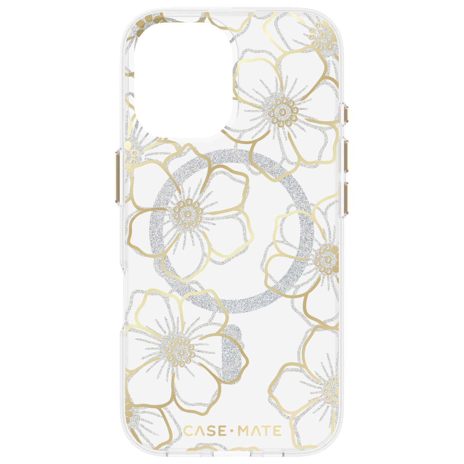 Étui rigide ajusté Floral Gems de Case-Mate avec MagSafe pour iPhone 16 - Doré