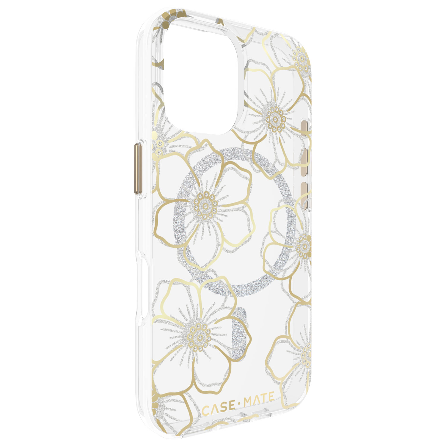 Étui rigide ajusté Floral Gems de Case-Mate avec MagSafe pour iPhone 16 - Doré