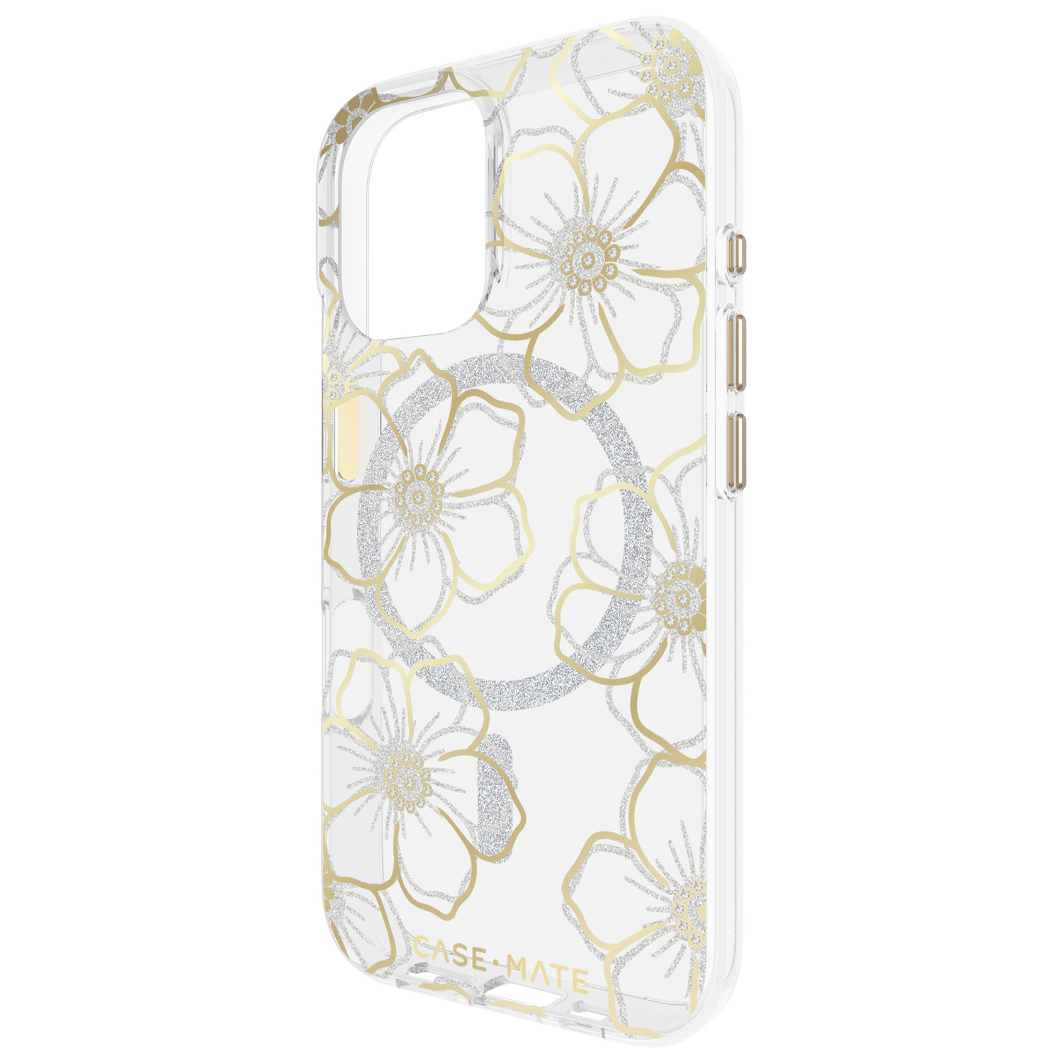 Étui rigide ajusté Floral Gems de Case-Mate avec MagSafe pour iPhone 16 - Doré