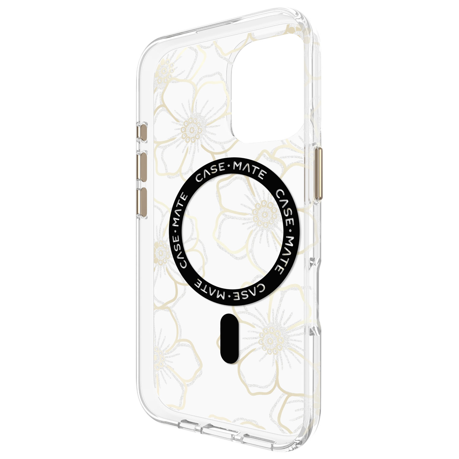 Étui rigide ajusté Floral Gems de Case-Mate avec MagSafe pour iPhone 16 - Doré