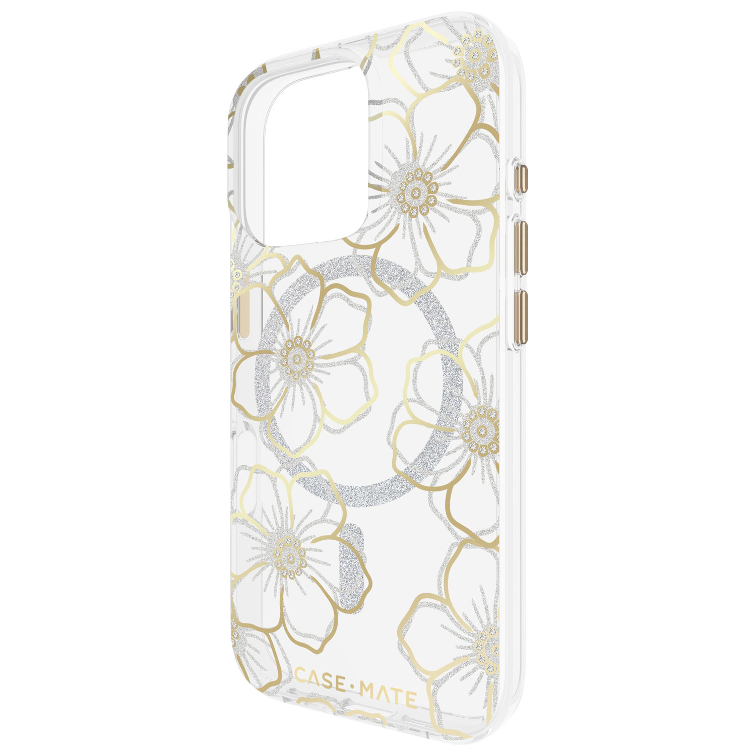 Case-Mate Floral Gems Fitted Hard Shell Case with MagSafe for iPhone 16 Pro - Gold