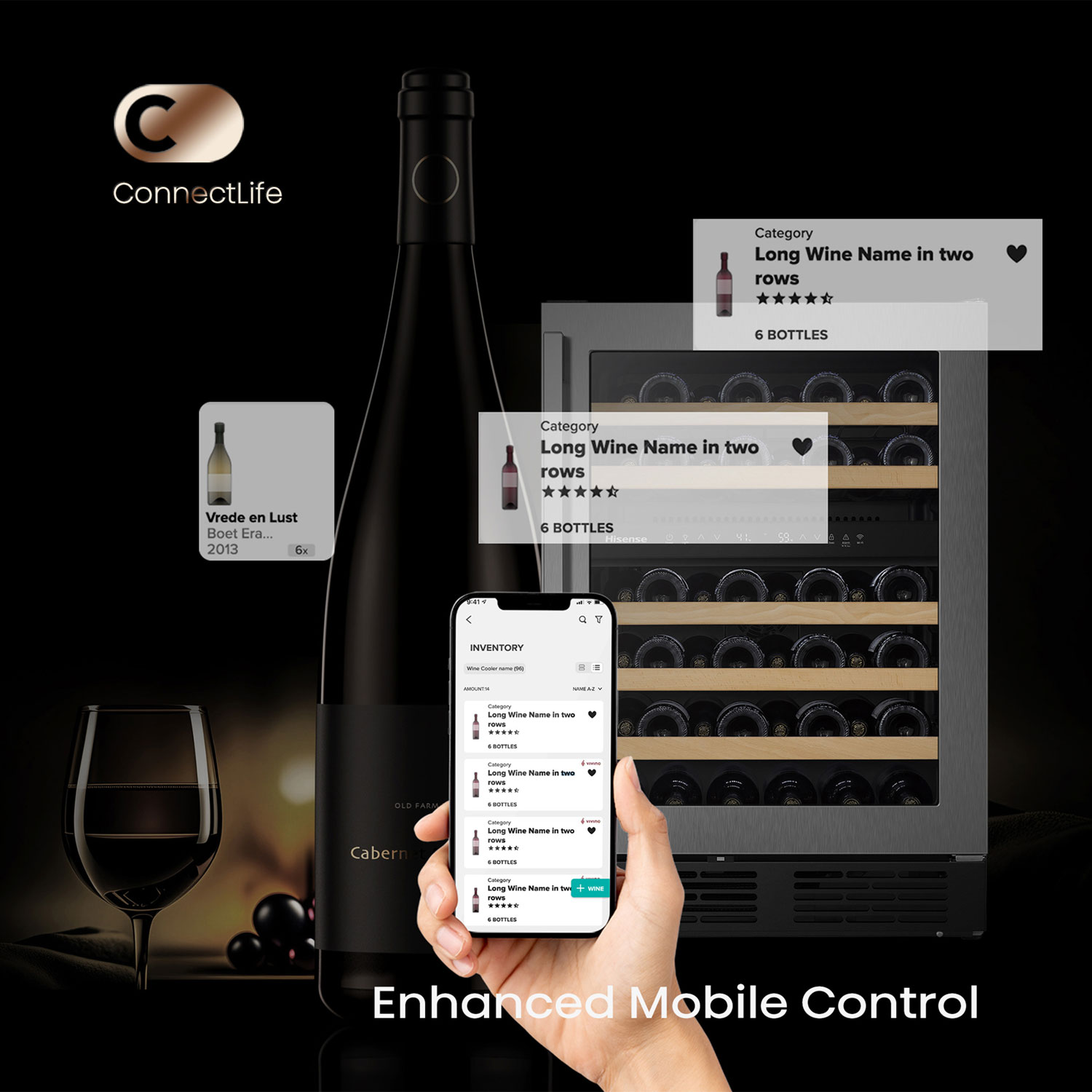 Cellier autonome/encastrable à deux zones de température pour 46 bouteilles de Hisense avec Wi-Fi - Acier inoxydable