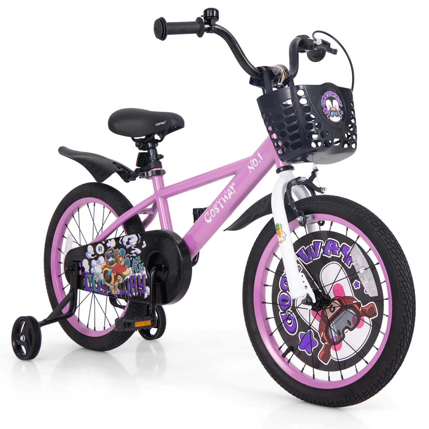 Costway 18" Kid's Bike for 4-8 with Height-Adjustable Handlebar & Saddle Handbrake