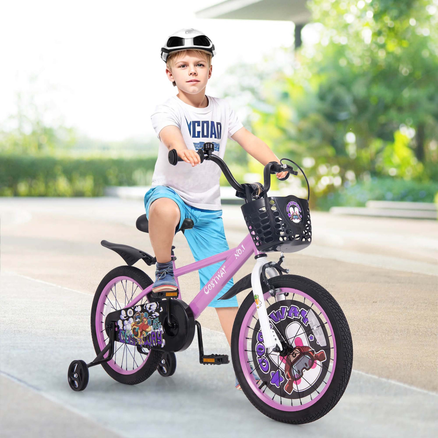 Costway 18" Kid's Bike for 4-8 with Height-Adjustable Handlebar & Saddle Handbrake