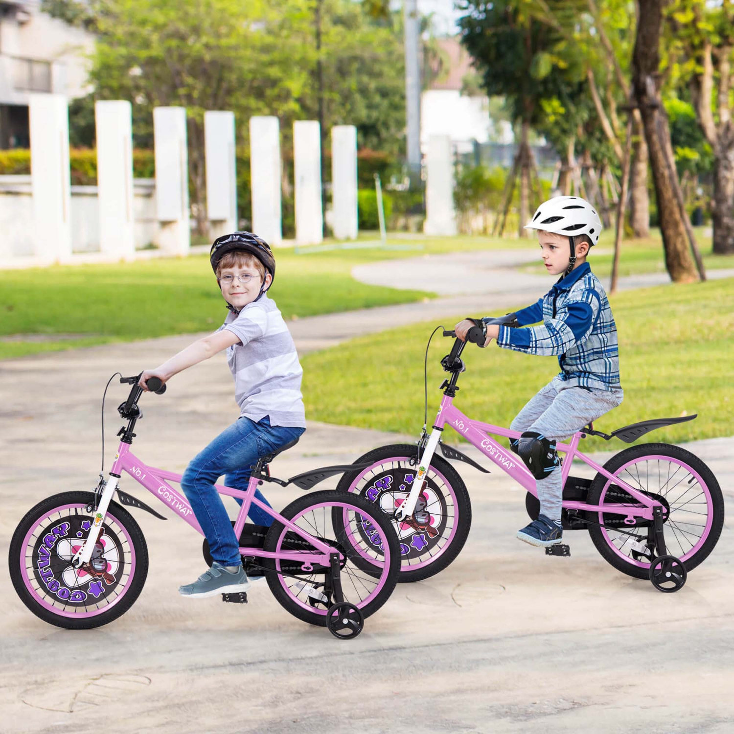 Costway 18" Kid's Bike for 4-8 with Height-Adjustable Handlebar & Saddle Handbrake