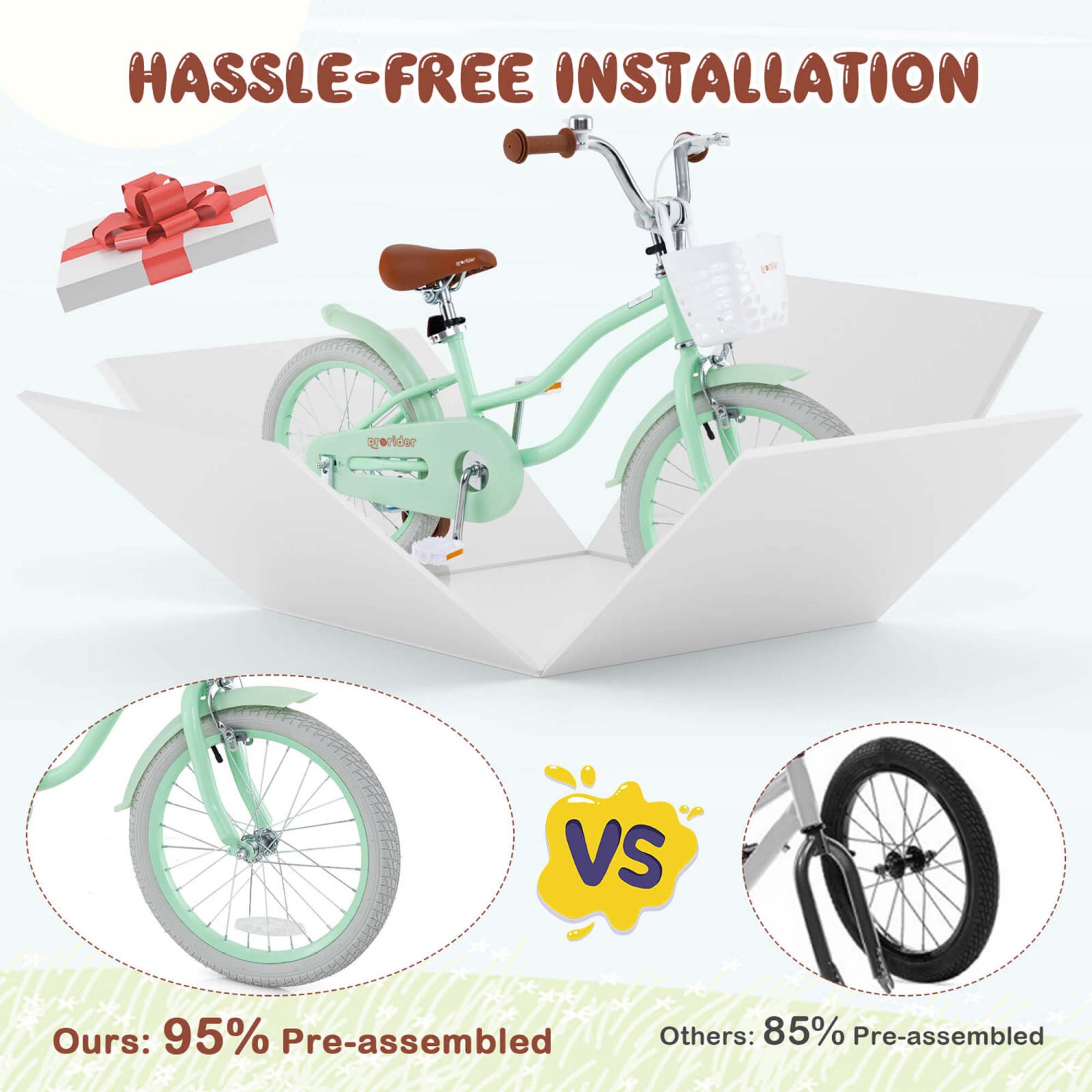 Costway 18" Kids Bike Toddler Bicycle with Training Wheel Kickstand for 4-8 Years Old