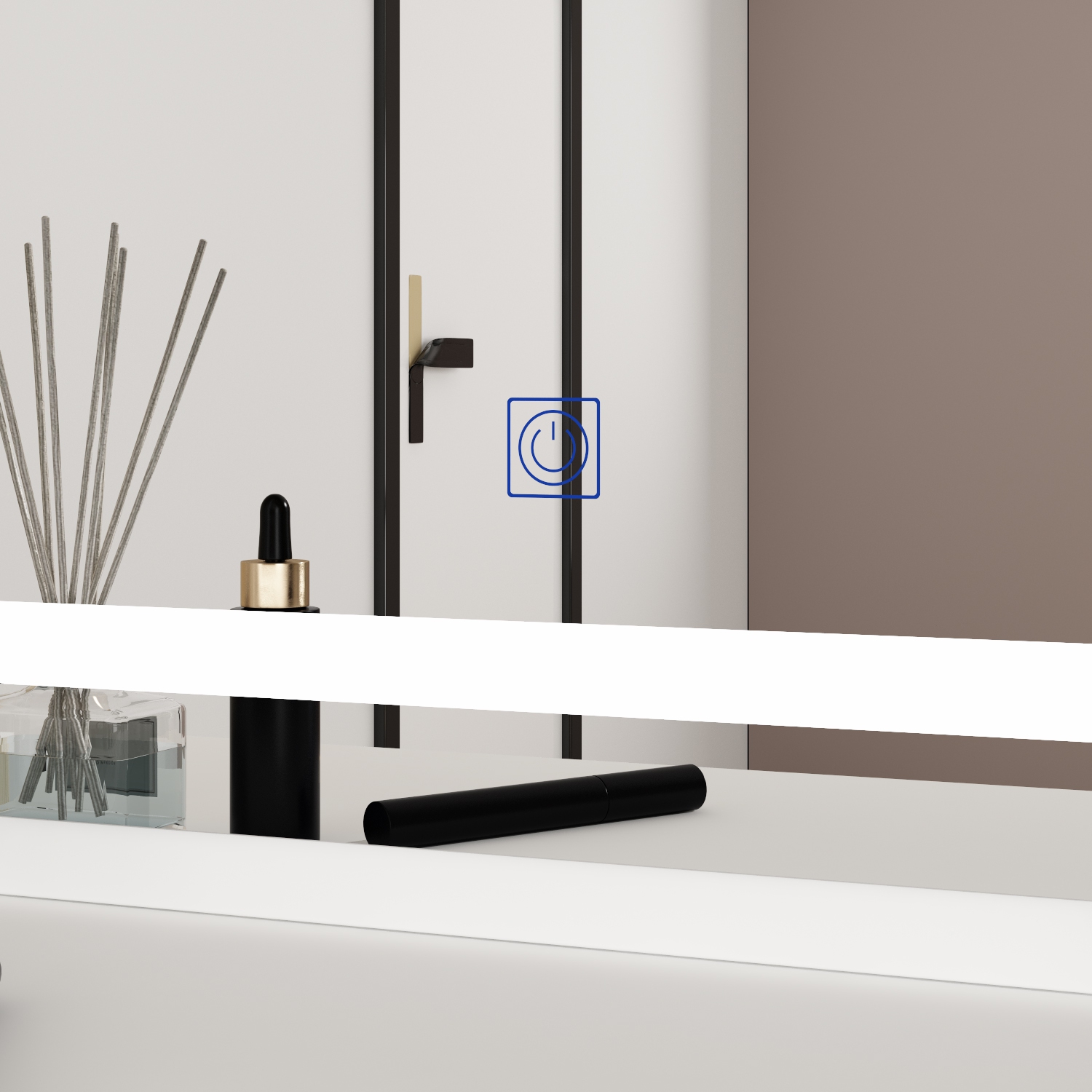 Famapy Vanity Desk Set Makeup Table with Large Sliding Lighted Mirror, Dressing Table with 5 Drawers, Storage Shelves & Cushioned Stool for