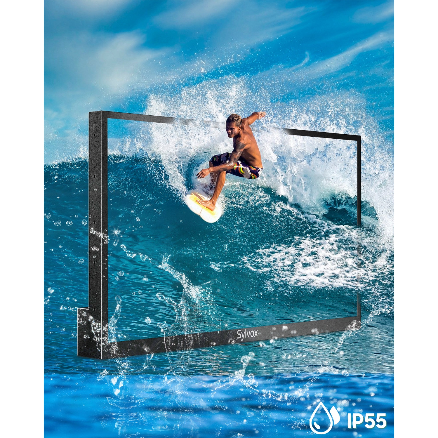 SYLVOX Outdoor TV, 65" Smart QLED TV with Google System, Dolby Atmos, IP55 Waterproof, 4K 2000 Nits Weatherproof TV for Full Sun