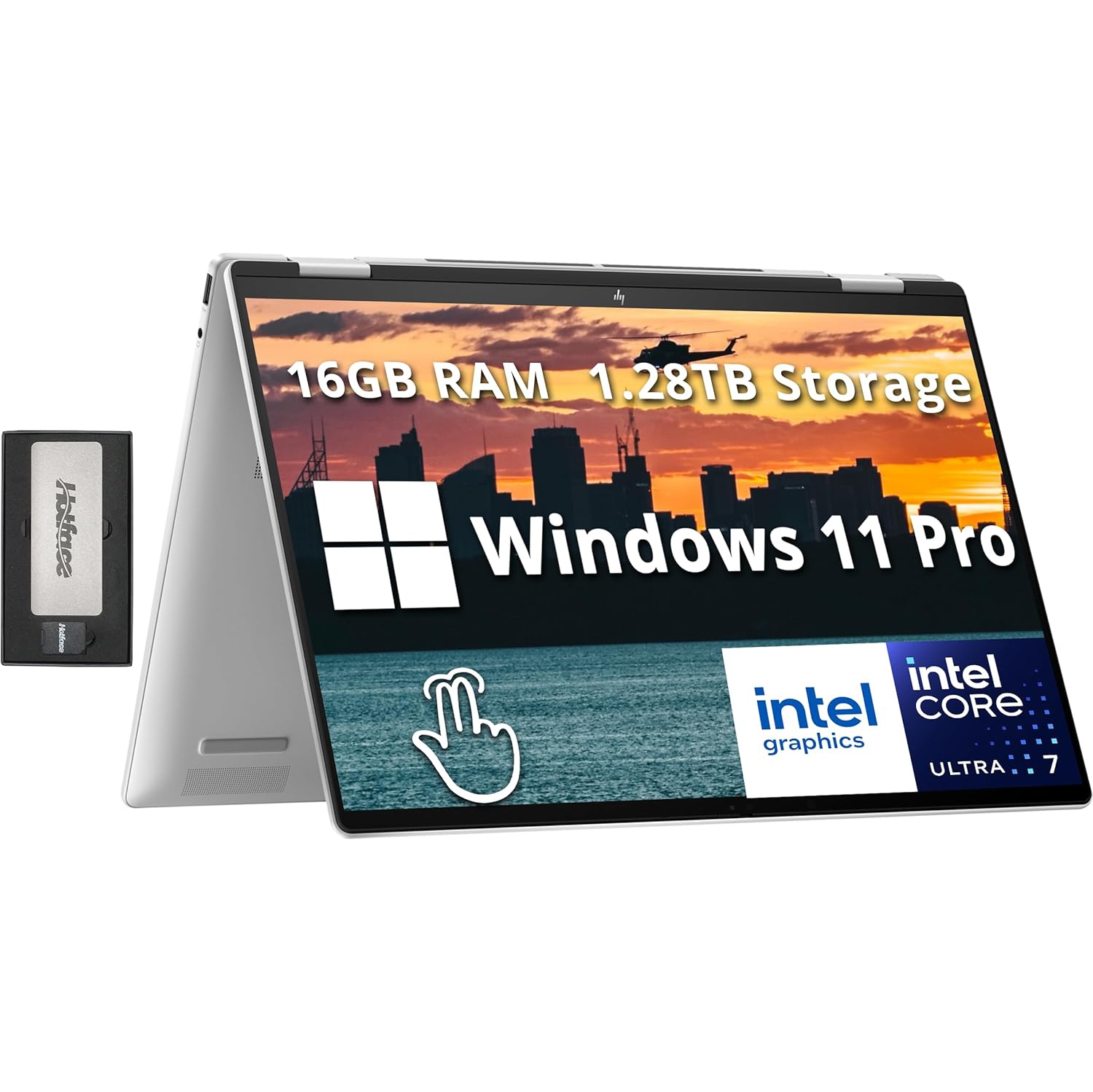 HP Envy x360 2-in-1 16" WUXGA Touchscreen Laptop, Intel Ultra 7 155U, 1.28TB Storage(1TB SSD+288GB Docking Station Set), 16GB LPDDR5, Backlit Keyboard, 5MP IR Camera, Win 11 Pro