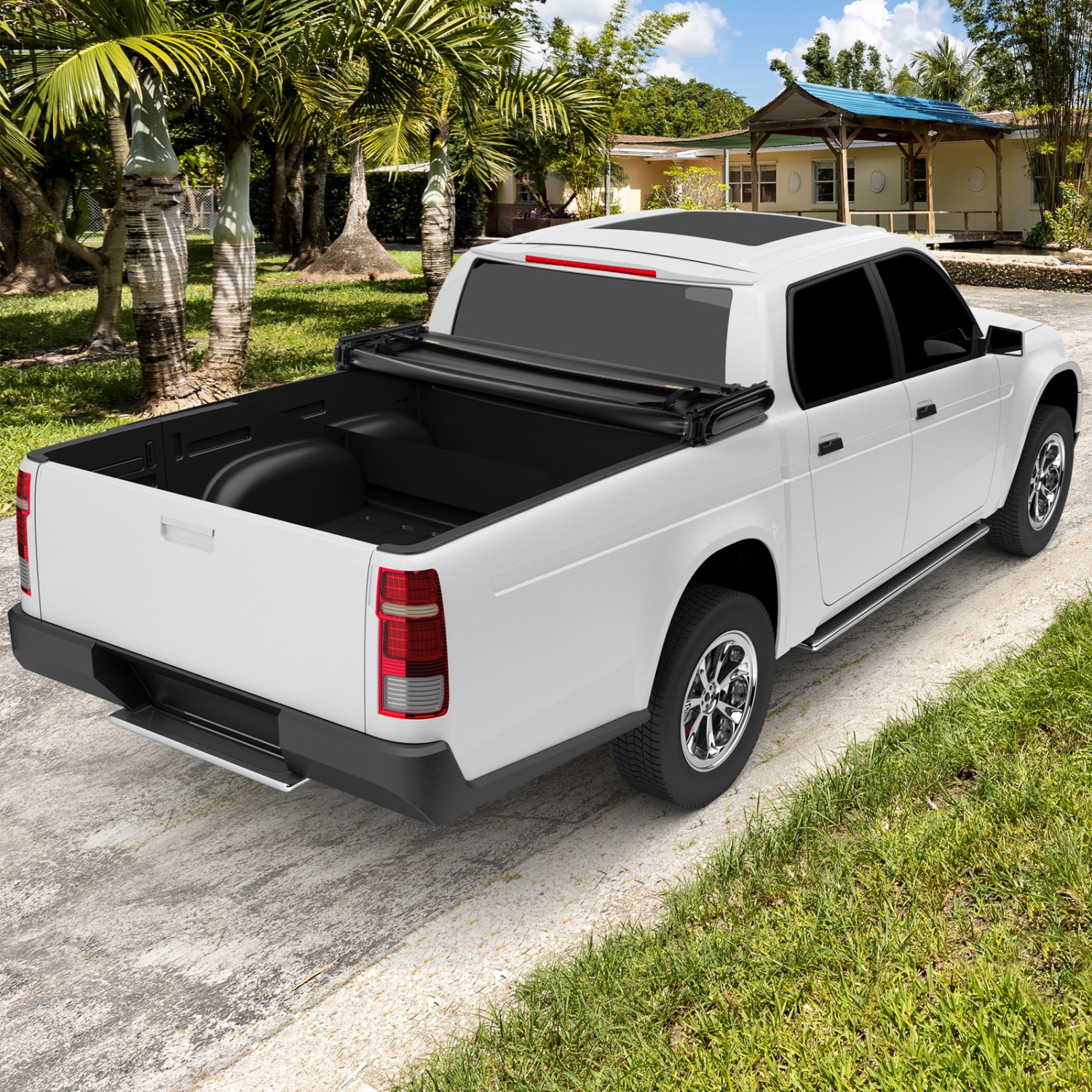Costway 6.5ft Soft Quad-Fold Tonneau Cover for 15-23 Ford F150 Standard Short Bed
