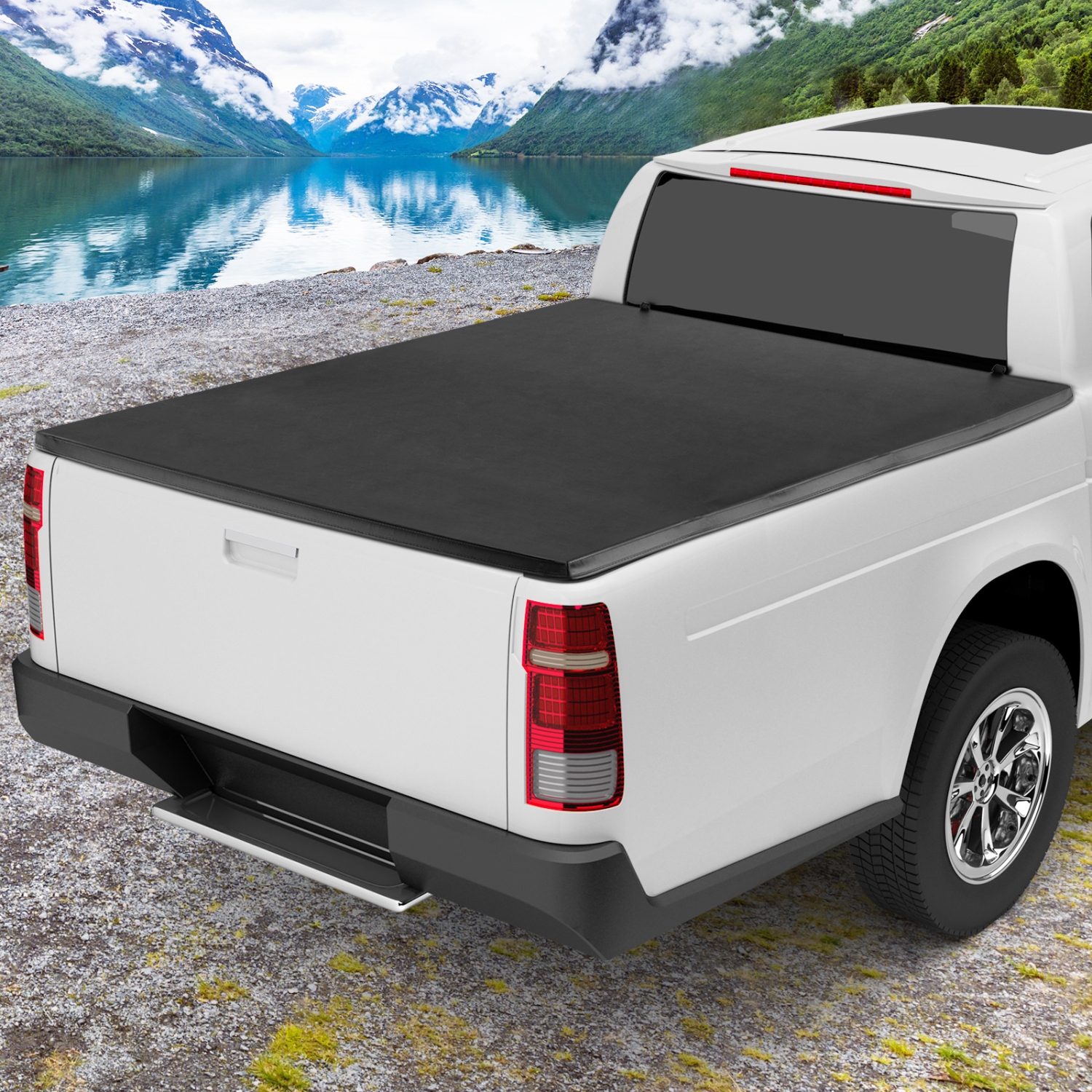 Costway 6.5ft Soft Quad-Fold Tonneau Cover for 15-23 Ford F150 Standard Short Bed