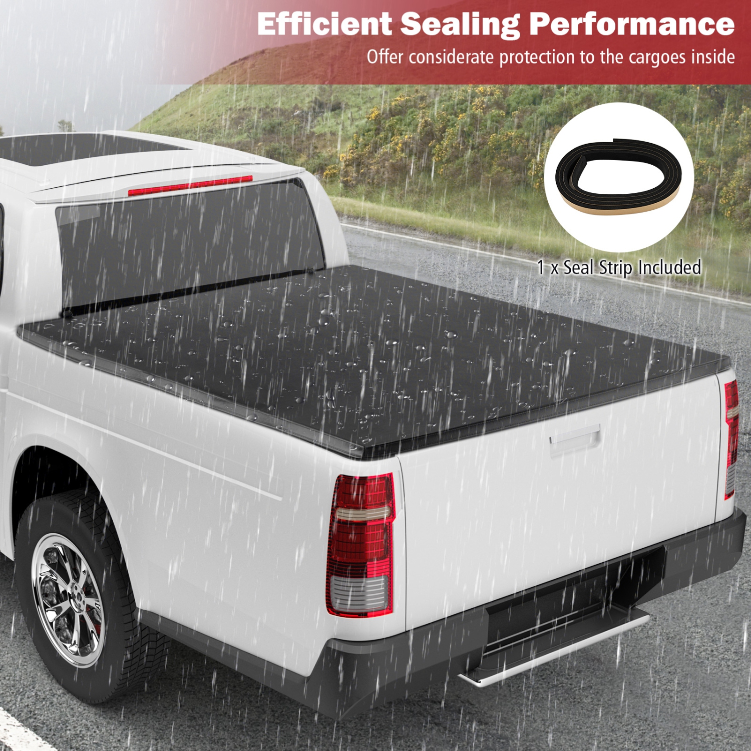 Costway 6.5ft Soft Quad-Fold Tonneau Cover for 15-23 Ford F150 Standard Short Bed