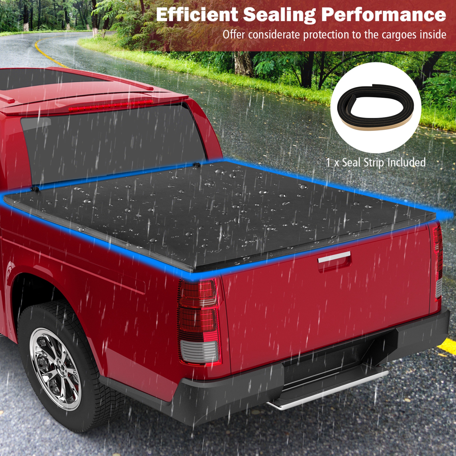 Costway 5.8Ft Soft 4-Fold Tonneau Cover for 14-23 Chevy GMC Silverado Sierra 1500