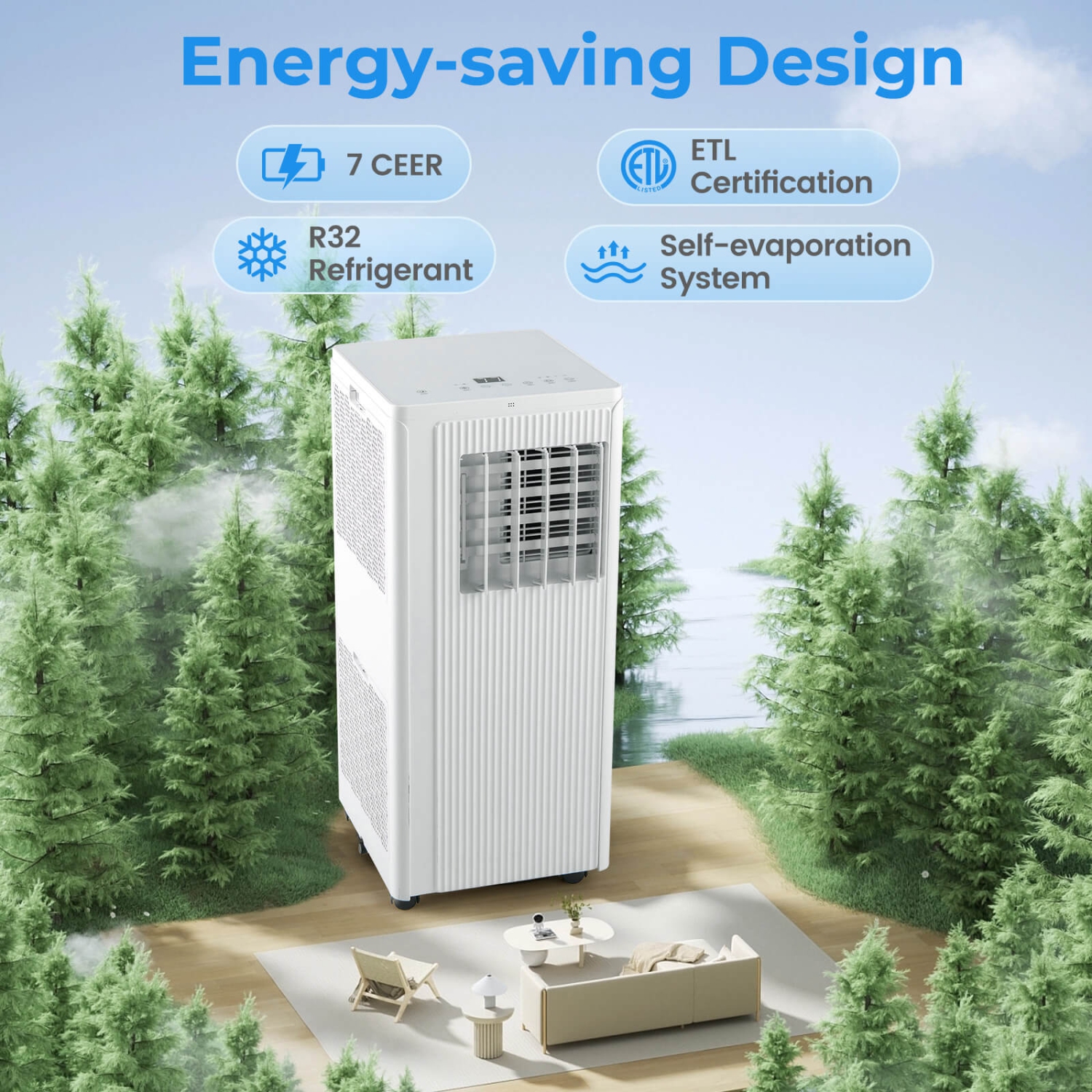 Climatiseur portatif 3-en-1 10000&nbsp;BTU de Costway 7100&nbsp;BTU, déshumidificateur, refroidissement et ventilateur