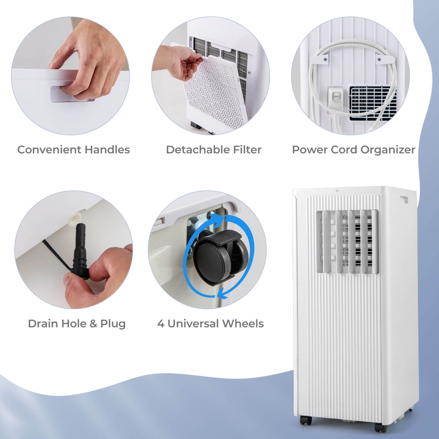 Climatiseur portatif 3-en-1 10000&nbsp;BTU de Costway 7100&nbsp;BTU, déshumidificateur, refroidissement et ventilateur