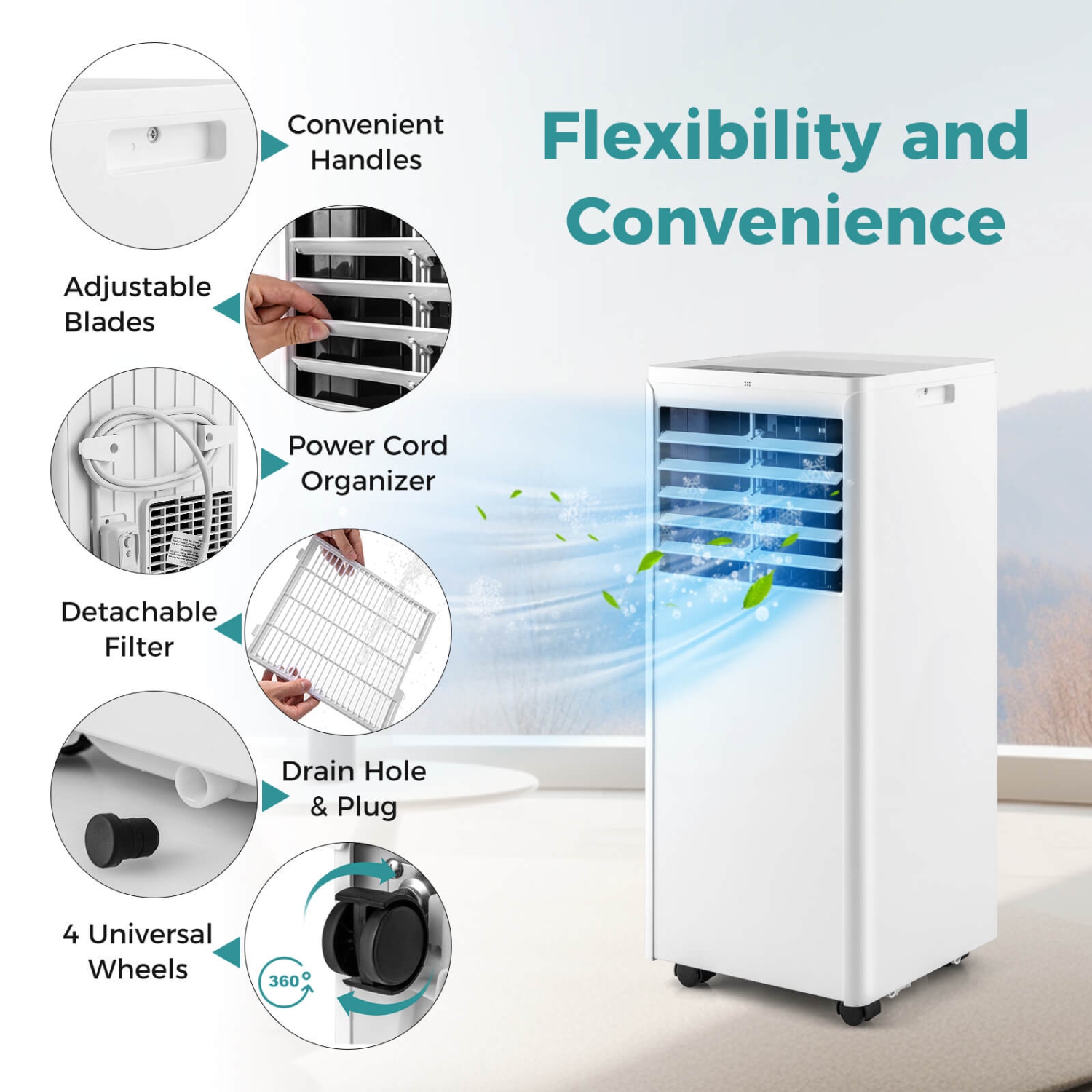 Costway 5000 BTU Portable Air Conditioner with Dehumidifier & Fan Sleep Mode & 24H Timer